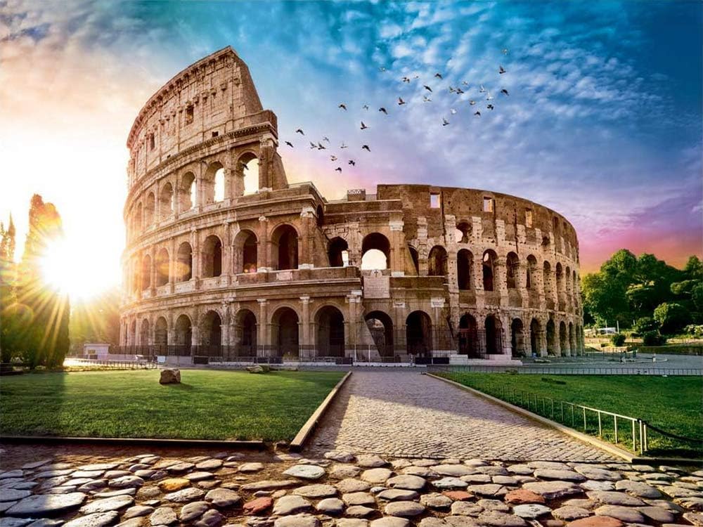 Zimal DIY 5D Cube Diamond Mosaic Round Diamond Painting Rome Colosseum Embroidery Cross Stitch European Style Castle Building 11.8 X 15.8 Inch YSCOLOR