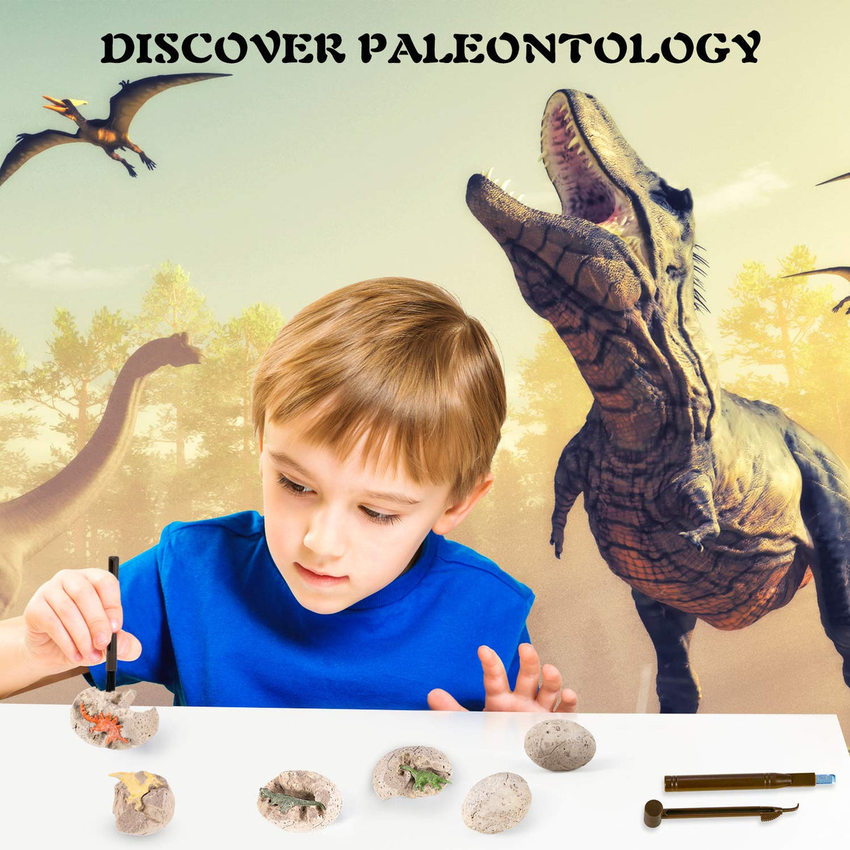 Dinosaur Fossil Digging Kit for Kids, Eggs Excavation Dig Kit, Toys for Kids 5-7 8-12, Great Birthday for Boys and Girls 10Leccion