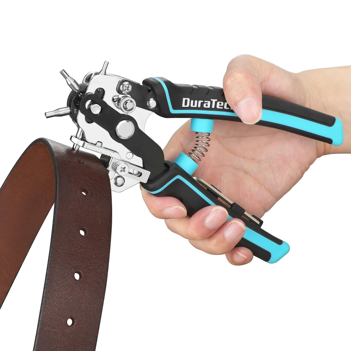 DURATECH Leather Hole Punch, Heavy Duty Belt Hole Punch Plier with 6 Solid Holes for Belts, Watch Bands, Straps, Pet Collars, Saddles, Shoes, Fabric, DIY Home or Christmas Craft Projects DURATECH