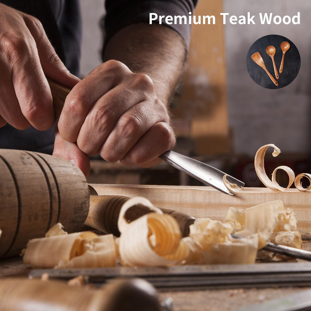 Wooden Spoons for Cooking,Teak Wood Kitchen Utensils Set – 3 Pcs Wooden Cooking Utensils for Nonstick Pans & Cookware – Sturdy, Lightweight & Heat Resistant Airesly