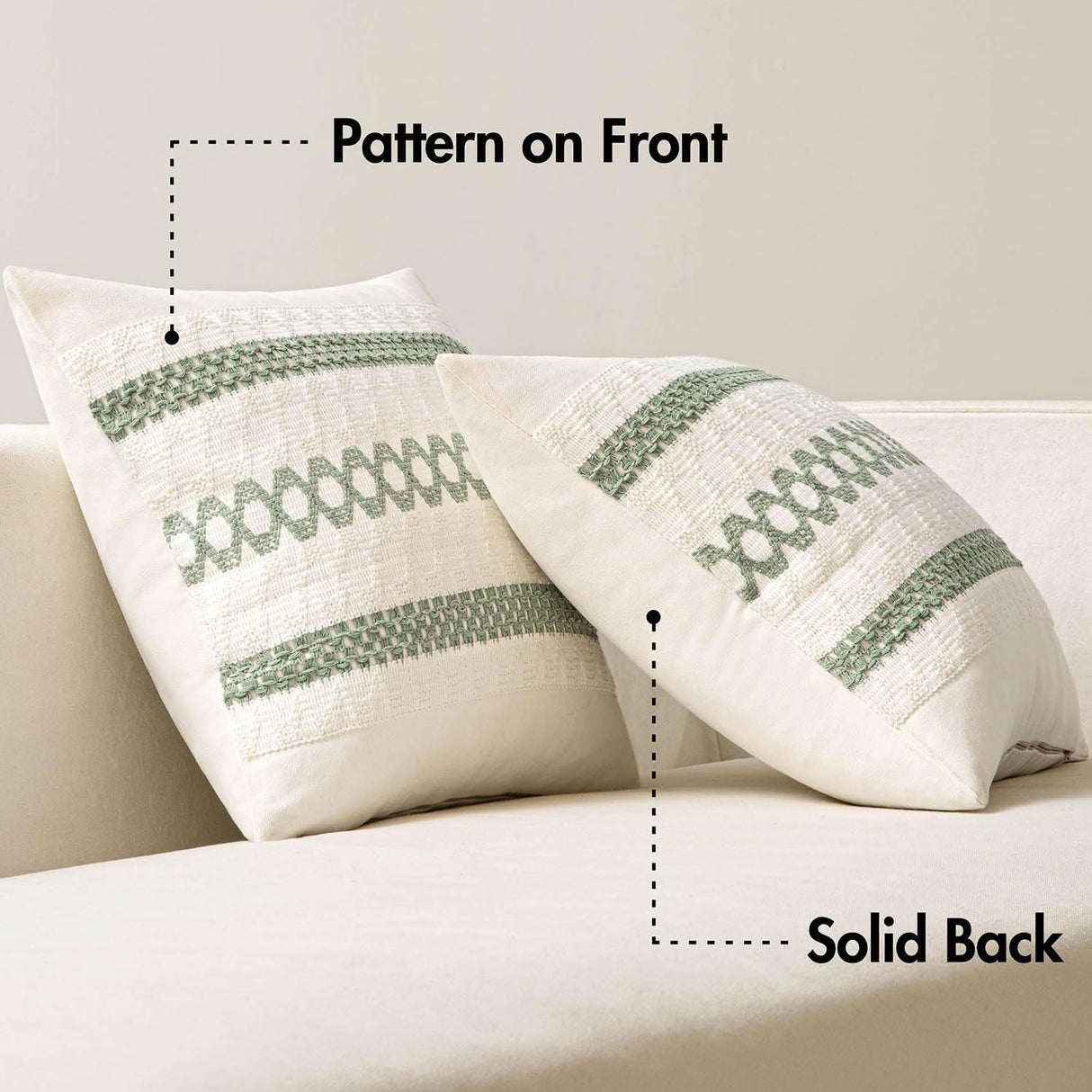 MIULEE Set of 2 Sage Green Boho Decorative Pillow Covers 18x18 Inch Farmhouse Rustic Couch Throw Pillows Modern Summer Cotton Cushion Covers Retro Cute Macrame Woven Home Decor for Bed Sofa Chair MIULEE