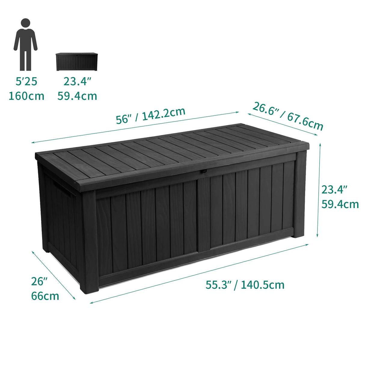 YITAHOME 120 Gallon Outdoor Storage Deck Box, Large Resin Patio Storage for Outdoor Pillows, Garden Tools and Pool-Supplies, Waterproof, Lockable (Black) YITAHOME