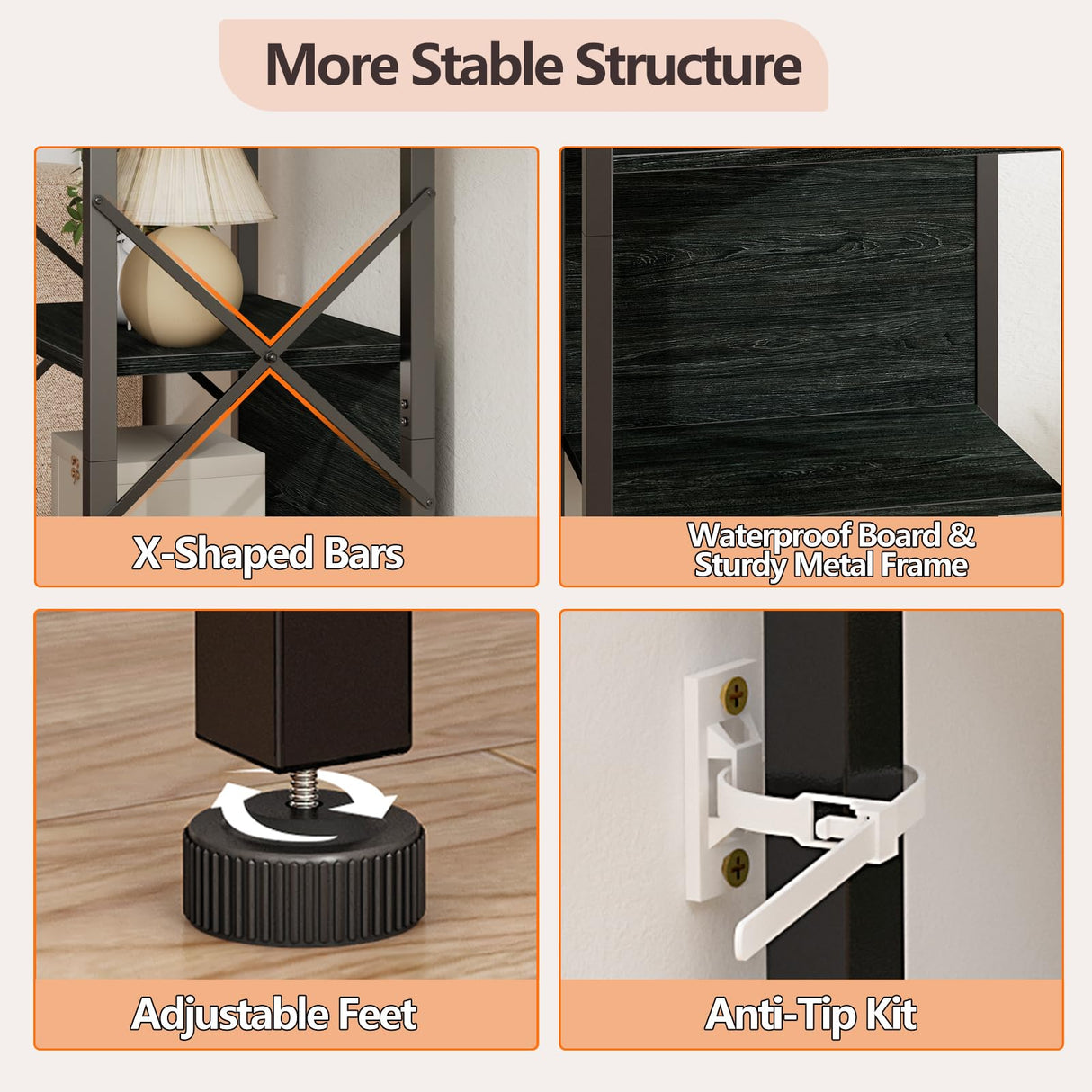 Furologee 5 Tier Tall Bookshelf with Back, Industrial Narrow Bookcase, Display Standing Shelf Units, Metal and Wood Storage Corner Shelves Organizer for Bedroom, Living Room, Entryway, Kitchen, Black Furologee