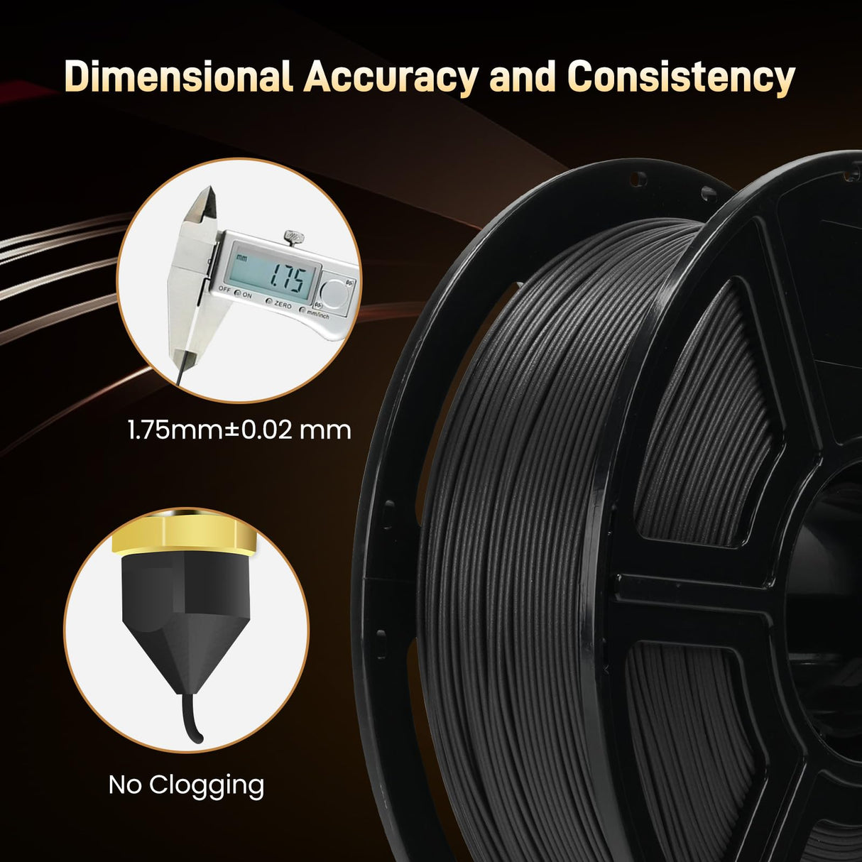 Creator Carbon Fiber ASA Black Filament 1.75mm, 1KG (2.2lbs) Carbon Fiber Reinforced ASA 3D Printer Filament, Compatible with Hardened Steel Nozzle Creator