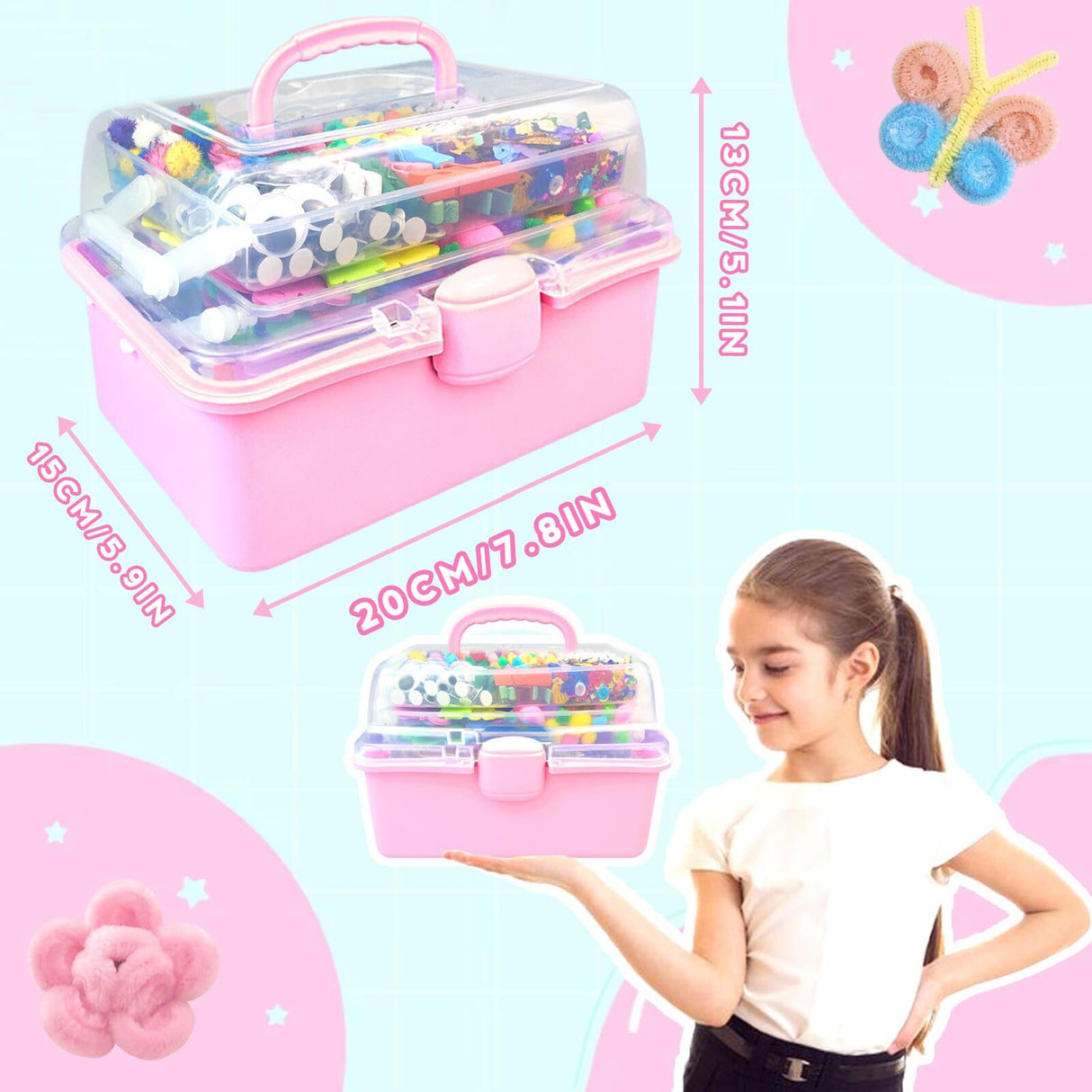 ZEIZHUBN Arts and Crafts Supplies for Kids Crafts Kit with Pipe Cleaners DIY Crafts for Kids Art School Supplies Materials All in Crafting Box Craft Supply Set Gifts for Kid Girls Boys Age 4-8, 8-12 ZEIZHUBN