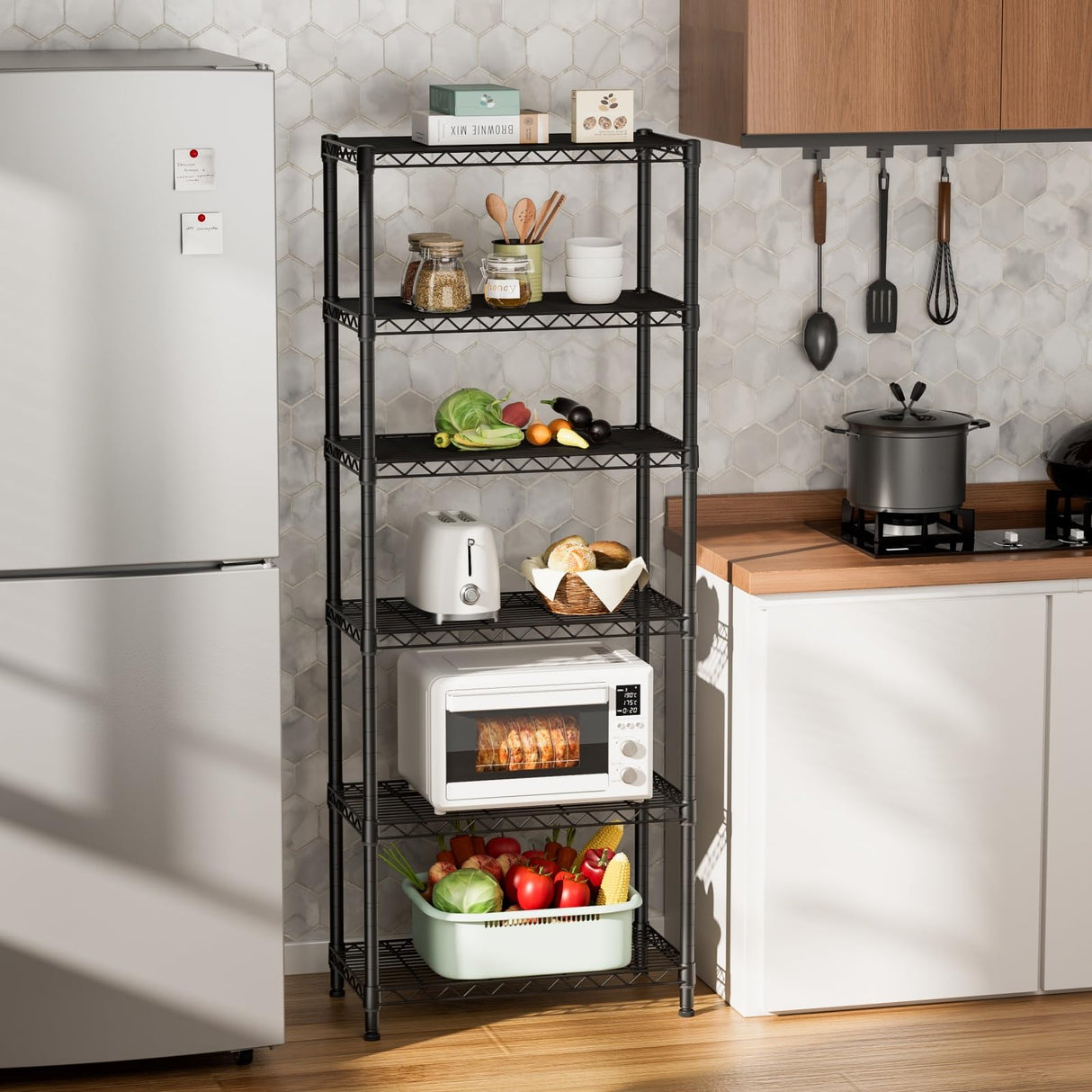 SINGAYE 6 Garage Heavy Duty Shelving Unit Kitchen Pantry Close Home Organizers and Storage Bathroom Shelf Laundry Room Organization Industrial Book Metal Wire Adjustable Shelves SINGAYE