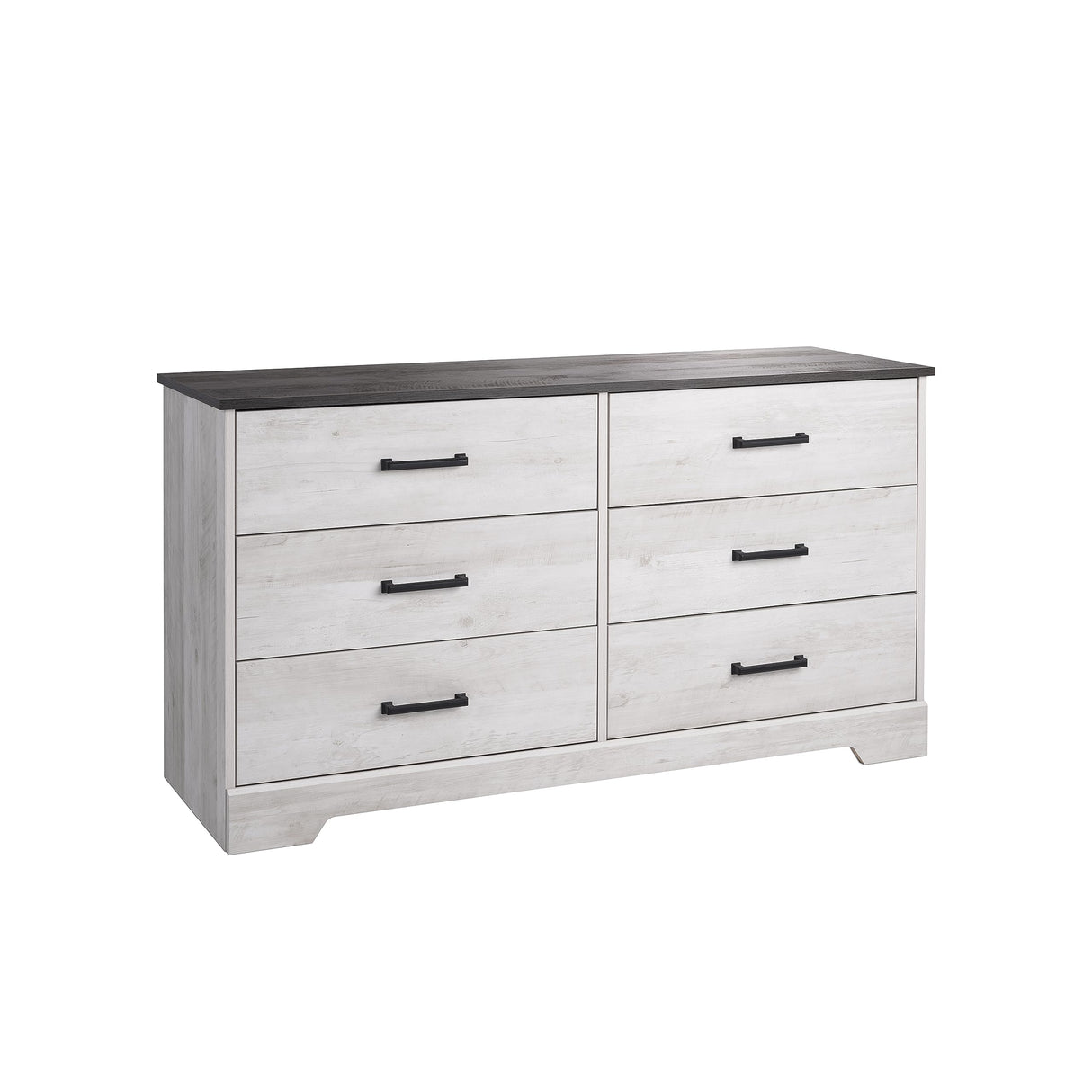 Prepac Rustic Ridge Farmhouse 6-Drawer Chest of Drawers for Bedroom, Wooden Bedroom Drawer Dresser with 6 Storage Drawers, 18.25in x 53.25in x 28.5in, Washed White, ADBR-1606-1 Prepac