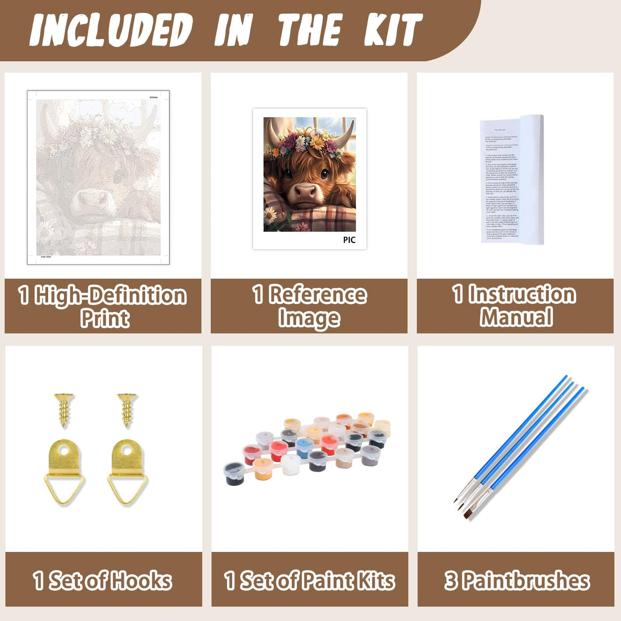 XTCIXAL Highland Cow Paint by Numbers Kit for Adults, Cow Paint by Number for Adults, Beginners Acrylic Canvas Painting Kits for Home Wall Decor 16x20 Inch XTCIXAL