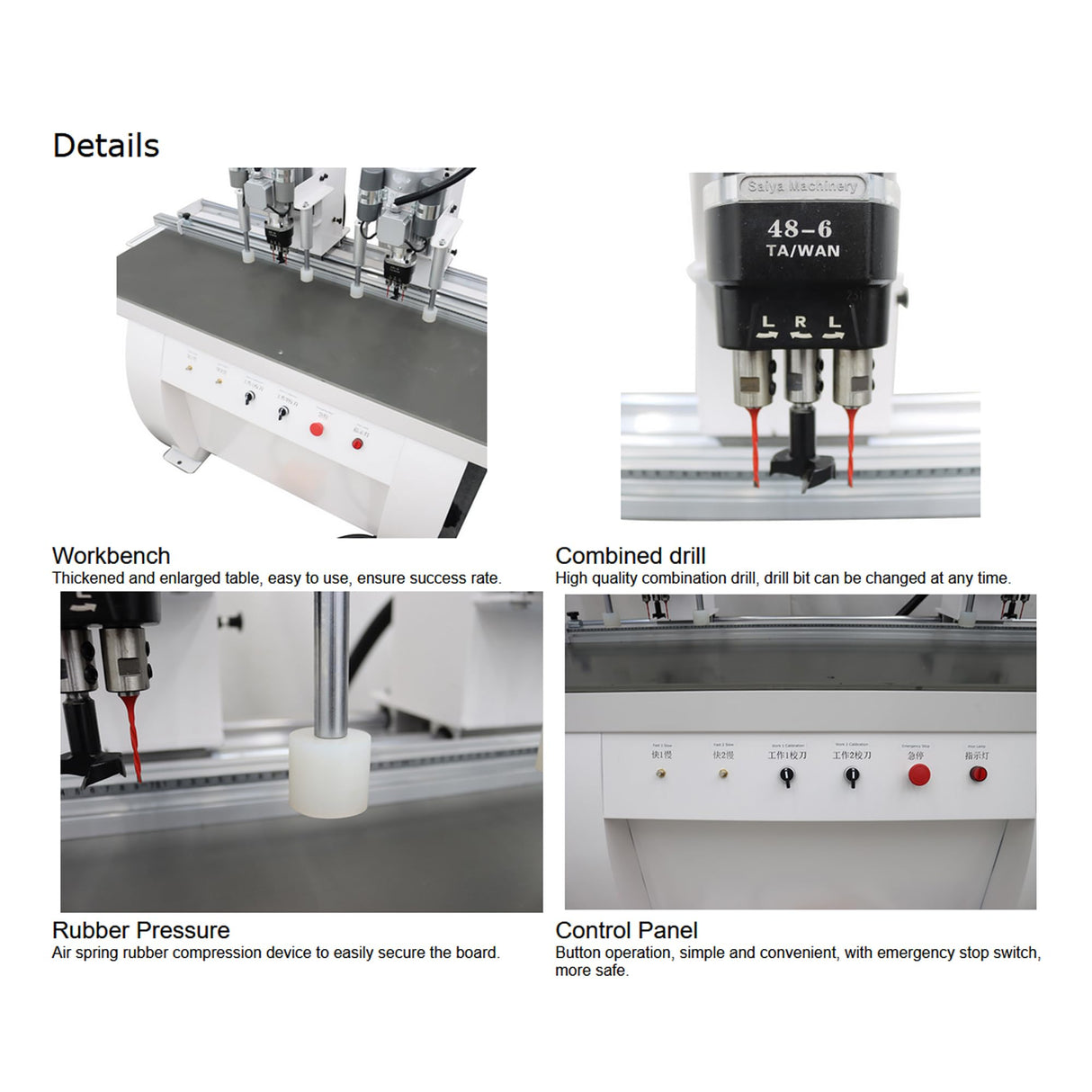 BREVELTION 110V Pneumatic Hinge Machine Woodworking Hinge Drilling Machine for Drilling Processing of Cabinets Wardrobes 48-6 Combined Drill 1.5KW*2 Double Station BREVELTION
