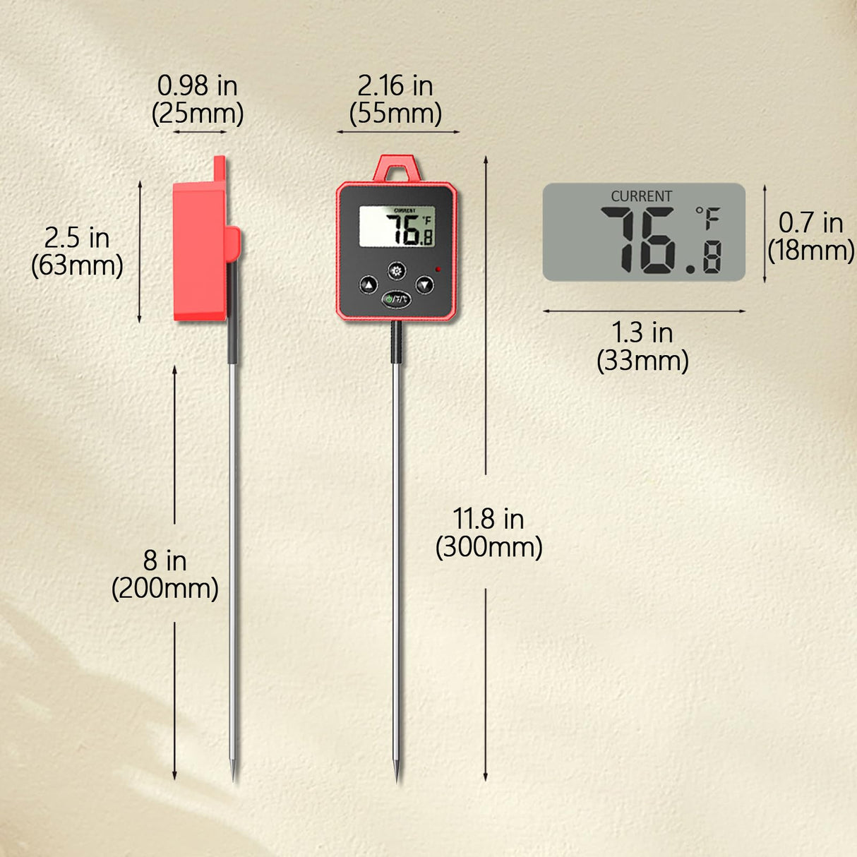 Timloon Waterproof Digital Candy Thermometer for Candy Making, Instant Read Cooking Thermometer with Pot Clip, Backlight LCD, 8" Long Probe, Temperature Alarm, ℃/℉ Switch for Kitchen, Outdoor BBQ Timloon