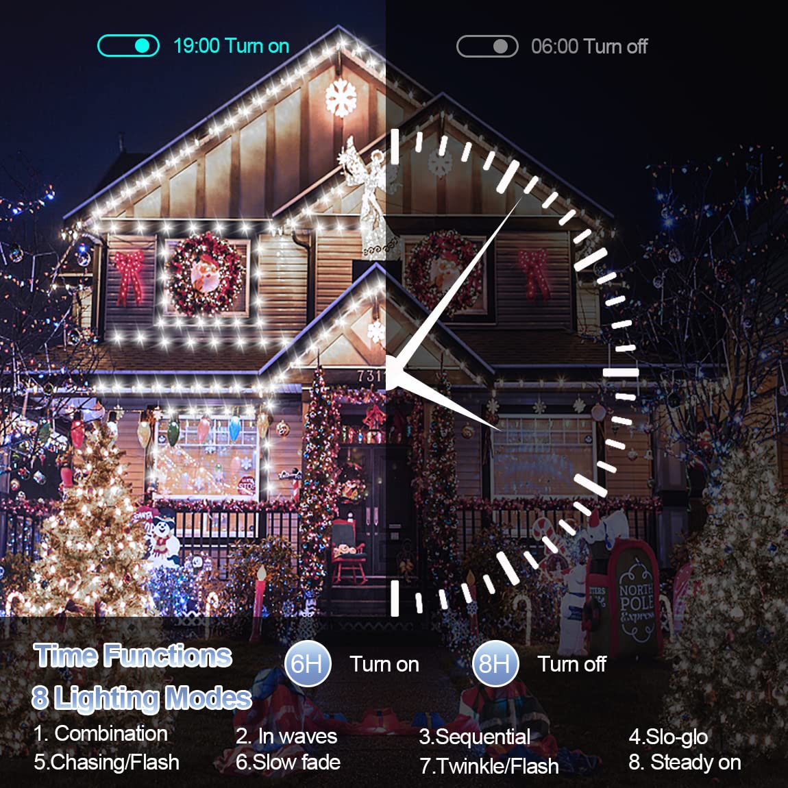 XURISEN 403FT Christmas Lights, 1000 LED Super Long String Lights 8 Modes & Memory Timer Plug in Twinkle Fairy Lights Decor for Home Xmas Party Wedding XURISEN