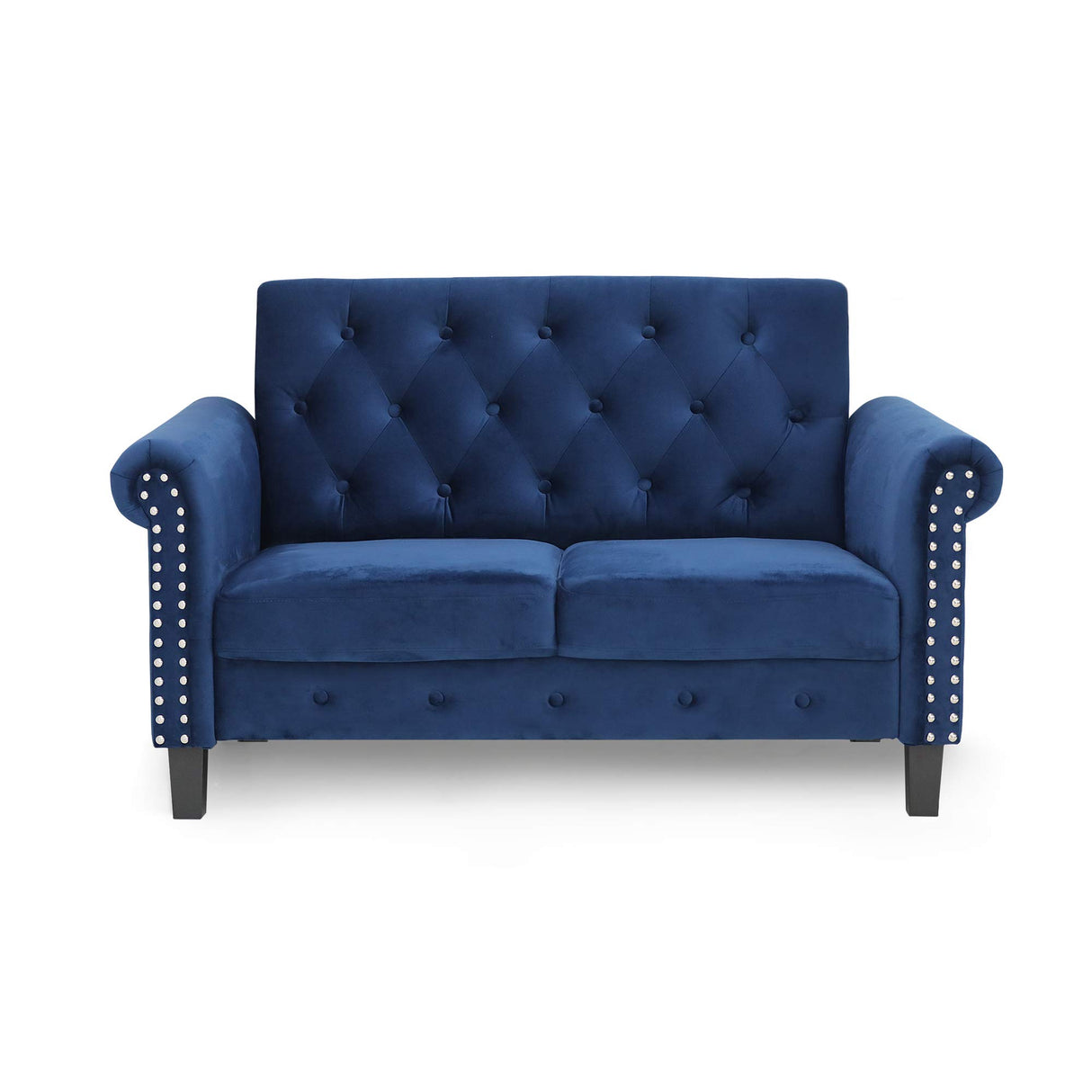 Furinno Bastia Vintage Modern Chesterfield Button Tufted Loveseat/Sofa Couch for Living Room, Navy Velvet Furinno