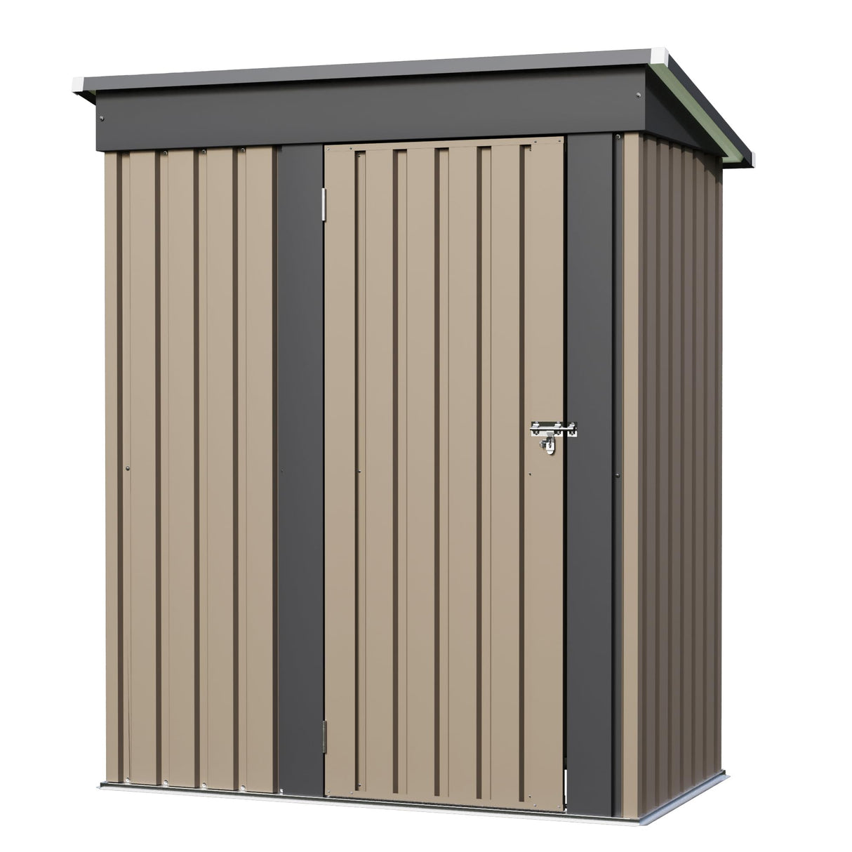 JUMMICO Metal Outdoor Storage Shed 5 x 3 FT Metal Shed with Lockable Door,Waterproof Garden Tool Shed Storage House for Backyard Patio Lawn, Brown JUMMICO