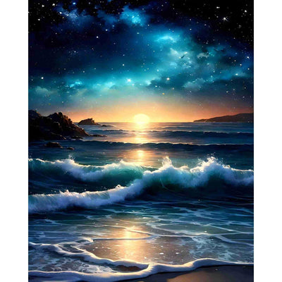 Aestalrcus Sea View Paint by Numbers for Adults - Waves Paint by Numbers for Adults with Brushes, Art Crafts Canvas for Home Decoration 16 x 20 Inch