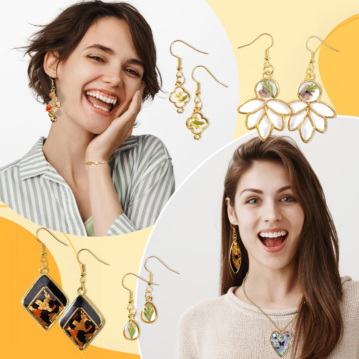 LET'S RESIN 172 pcs Open Bezels for Resin, 2 Size 36 Styles of Gold Hollow Frame Pendants Bezels with 100pcs Jump Rings, Unique Resin Bezels for Jewelry Making, Necklaces Earrings Making Supplies LET'S RESIN