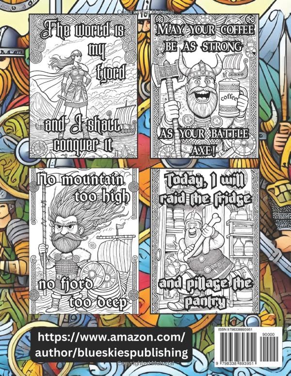Vikings Positive Affirmations Coloring Book: Empower Your Inner Viking with Fun, Uplifting Humor! (Positive Affirmations Coloring Books) WoodArtSupply