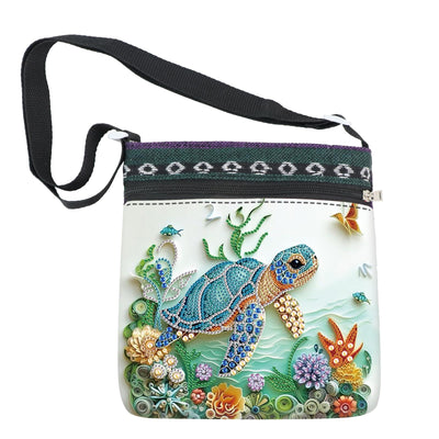 5D Diamond Painting Shoulder Bag – DIY Sea Turtle Design with Special Shaped Crystals, Partial Drill Diamond Art Bag Craft Kit for Adults, Stylish Handmade Crossbody Tote for Everyday Use & Gifts