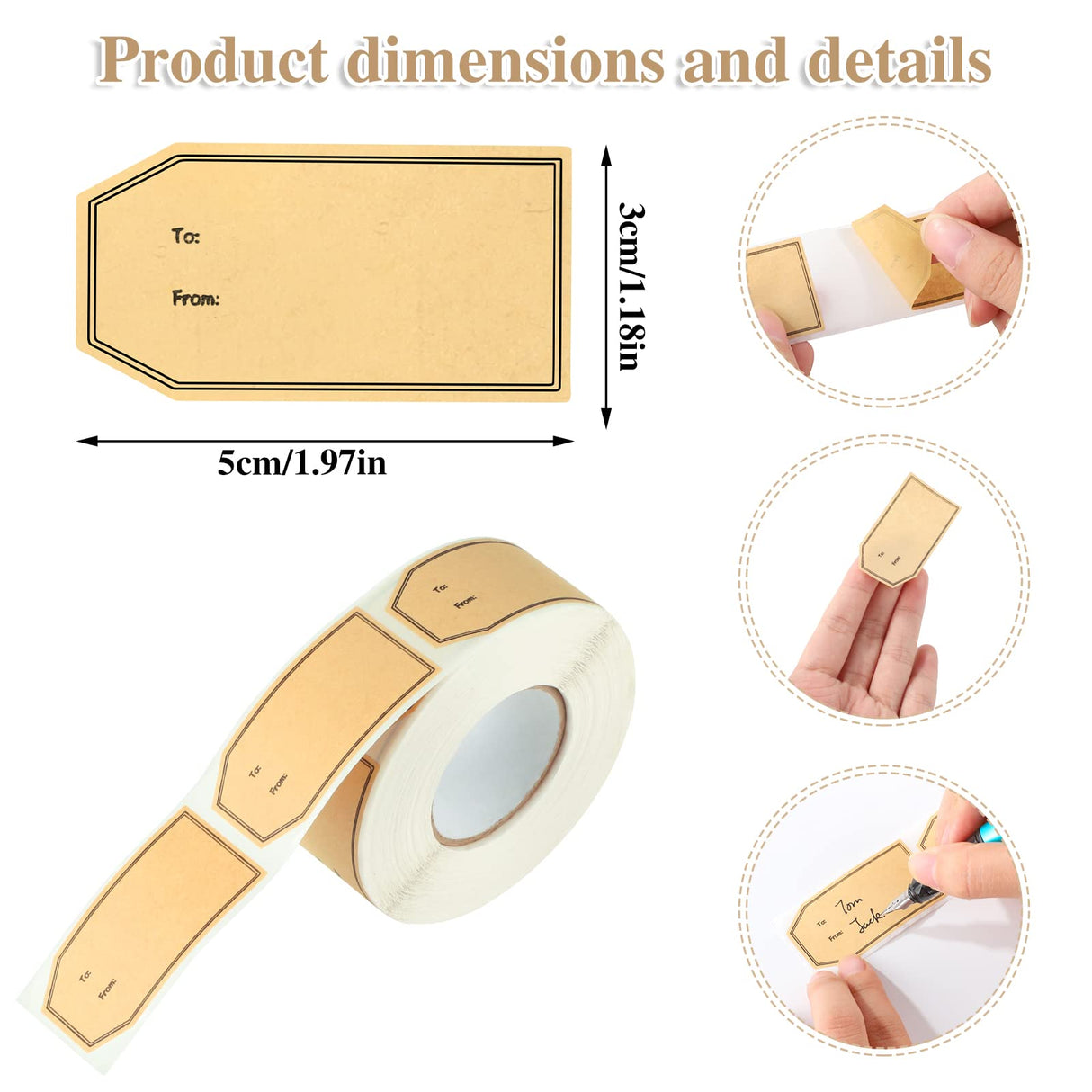 600 PCS Gift Tag Stickers, 1.18" x 2" Christmas Gift Stickers Brown Kraft to and from Gifts Labels Adhesive Gifts Labels Sticker Holiday Present Sticker BESARME