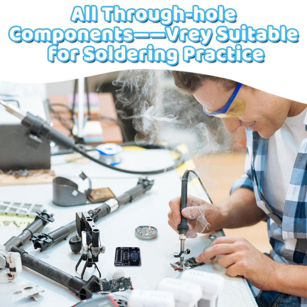 DIY Watch Soldering Practice Kit, PEMENOL 12/24H Selectable Soldering Project Kit, 10S Automatic Sleep Mode, Electronic Learning Kit for Beginners Present School College STEM Education, Blue PEMENOL