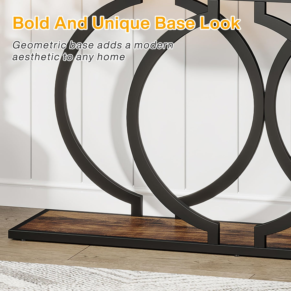 Tribesigns Industrial Console Table, 55 inch Wood Entryway Table Narrow Long Sofa Table, Rustic Accent Table for Living Room, Entrance Table Geometric Metal Frame, Rustic Brown Tribesigns