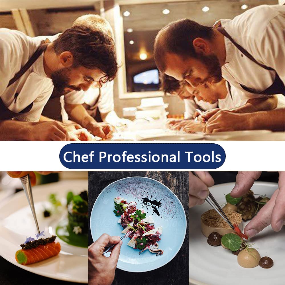 5 Pcs Kitchen Fine Tweezers Tongs, Stainless Steel Food Tongs Set, Professional Kitchen Long Tongs for Cooking,Repairing,Sea food,BBQ,Multi-use(12"and 6.3") Tangoowal