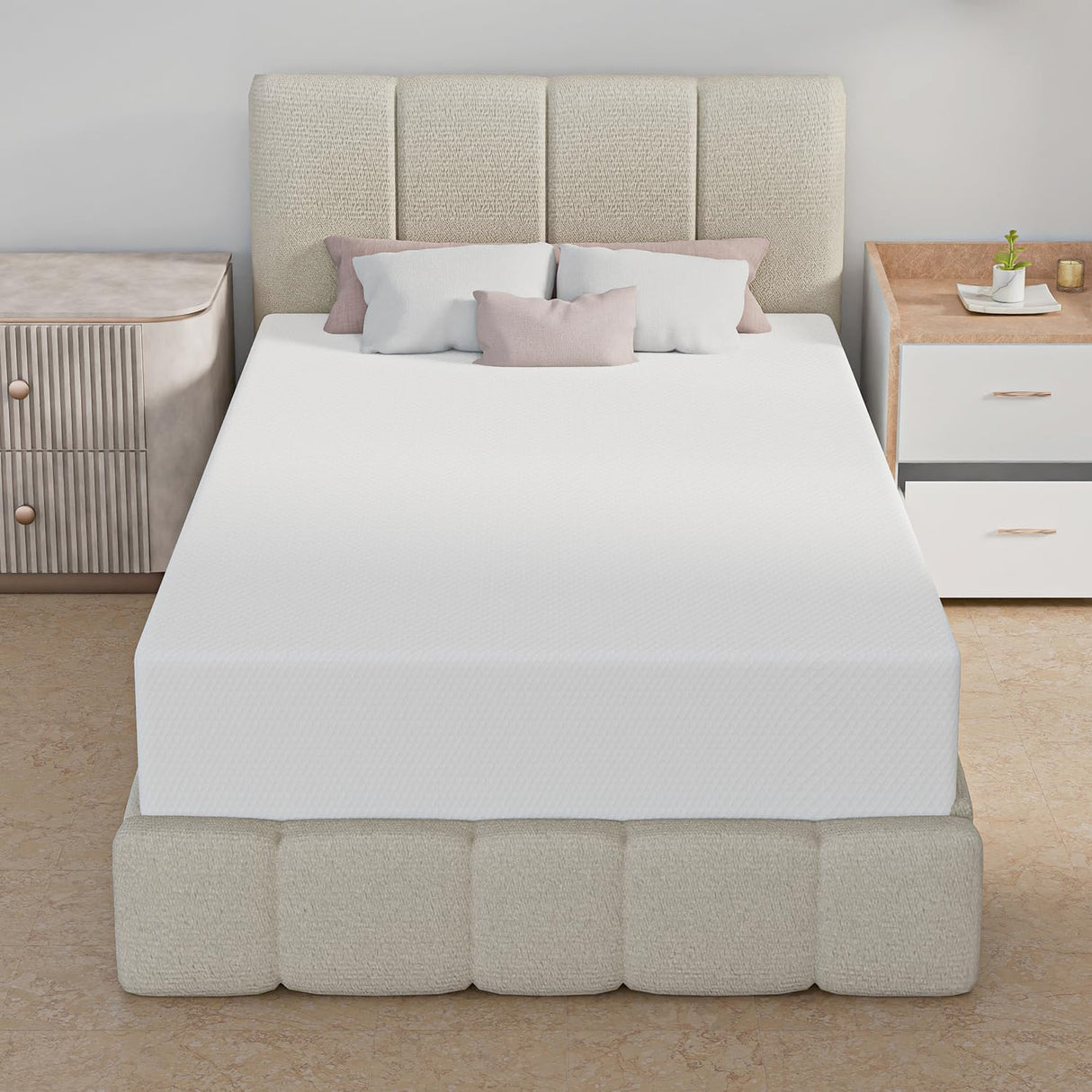 10 Inch Twin Mattress, Gel Memory Foam Twin Size Mattress, Pressure Relieving, Cooling Gel Foam, Twin Mattress in a Box, Certipur-Us Certified, Bed-in-a-Box, Twin, 75"L x 39"W x 10"Th, White NChanmar