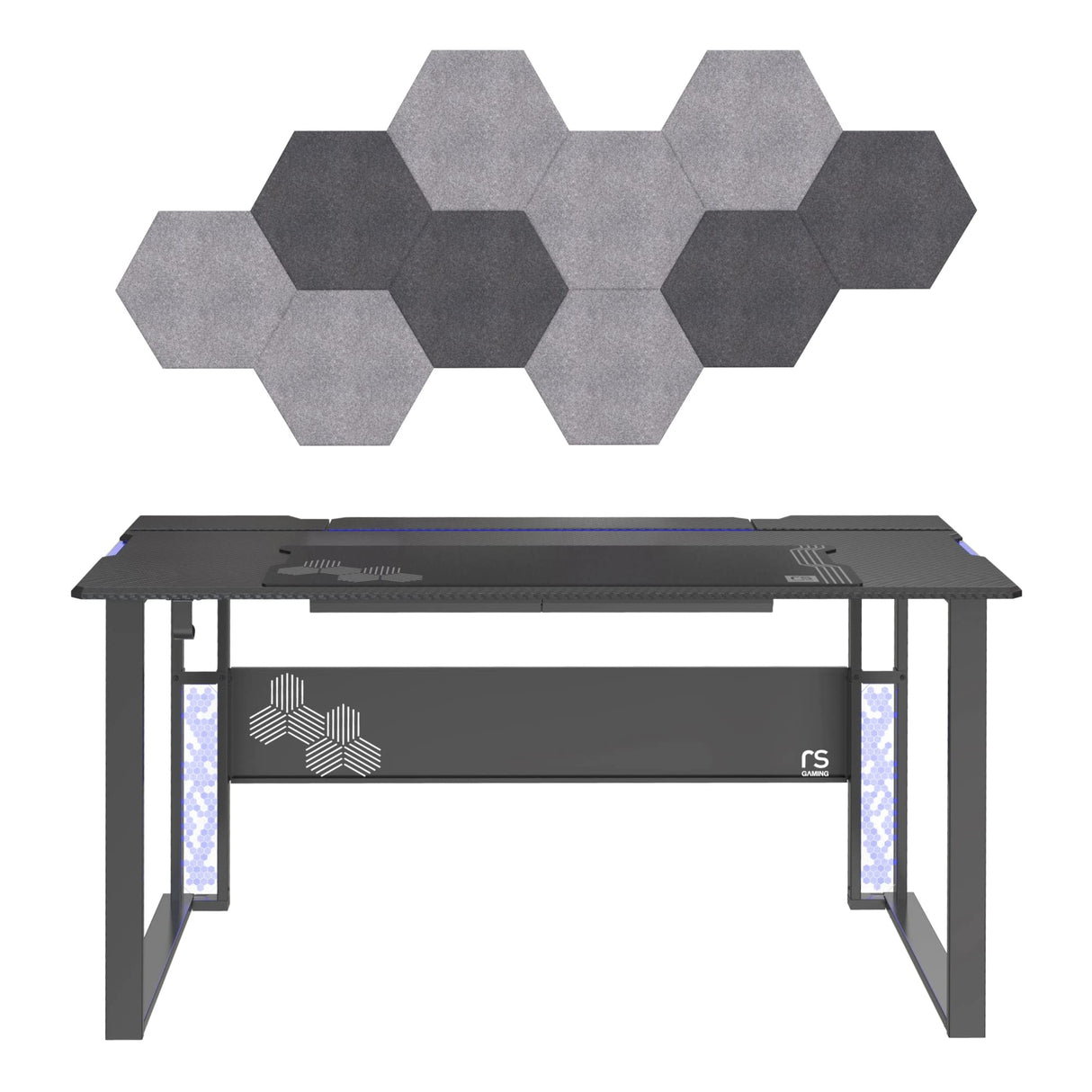 RS Gaming™ Mergence 60"W RGB Gaming Computer Desk With 10 Acoustic Panels, Black RS Gaming