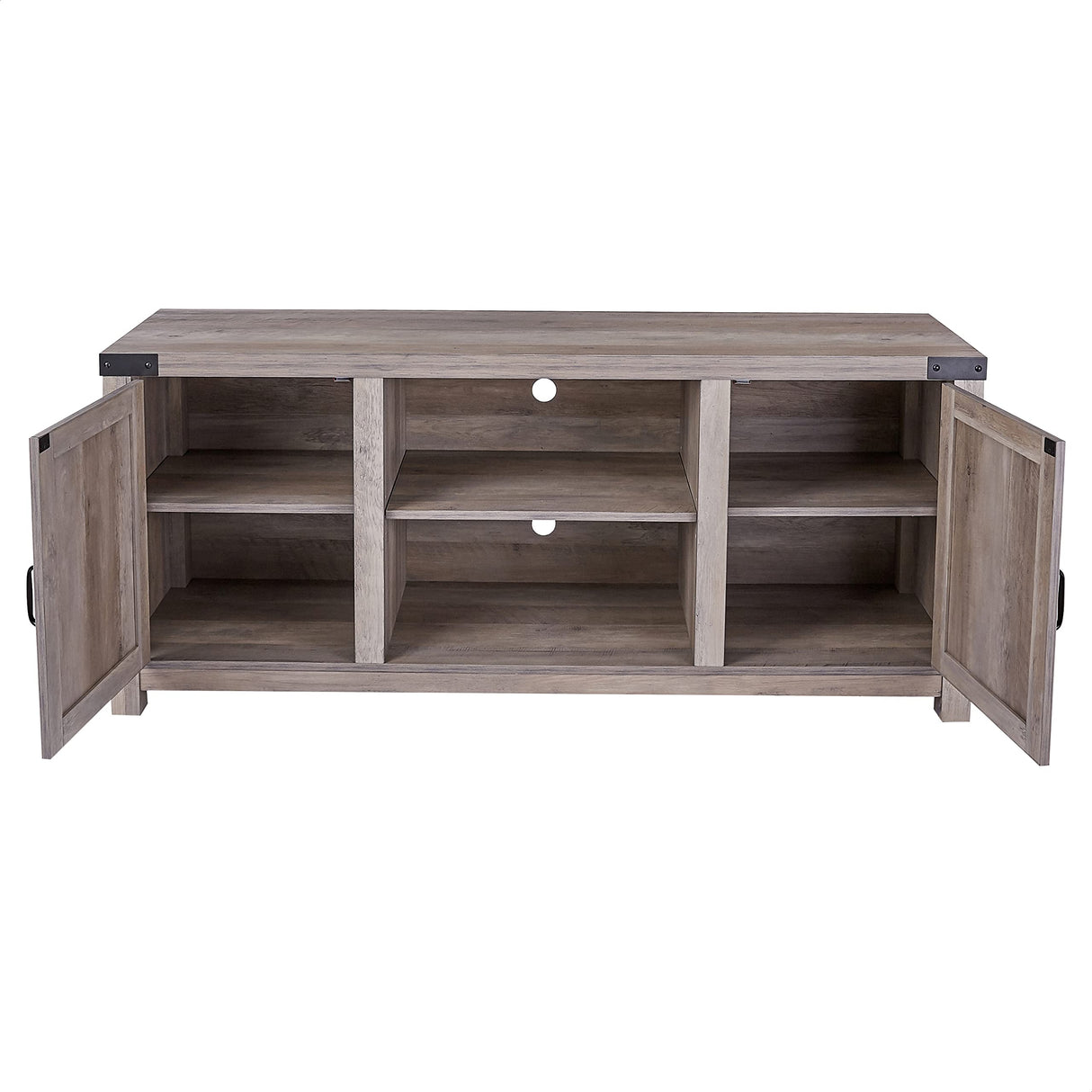 ROCKPOINT 58inch Barn Door TV Stand Entertaiment Media Console Center Industrial Style , Grey Wash ROCKPOINT