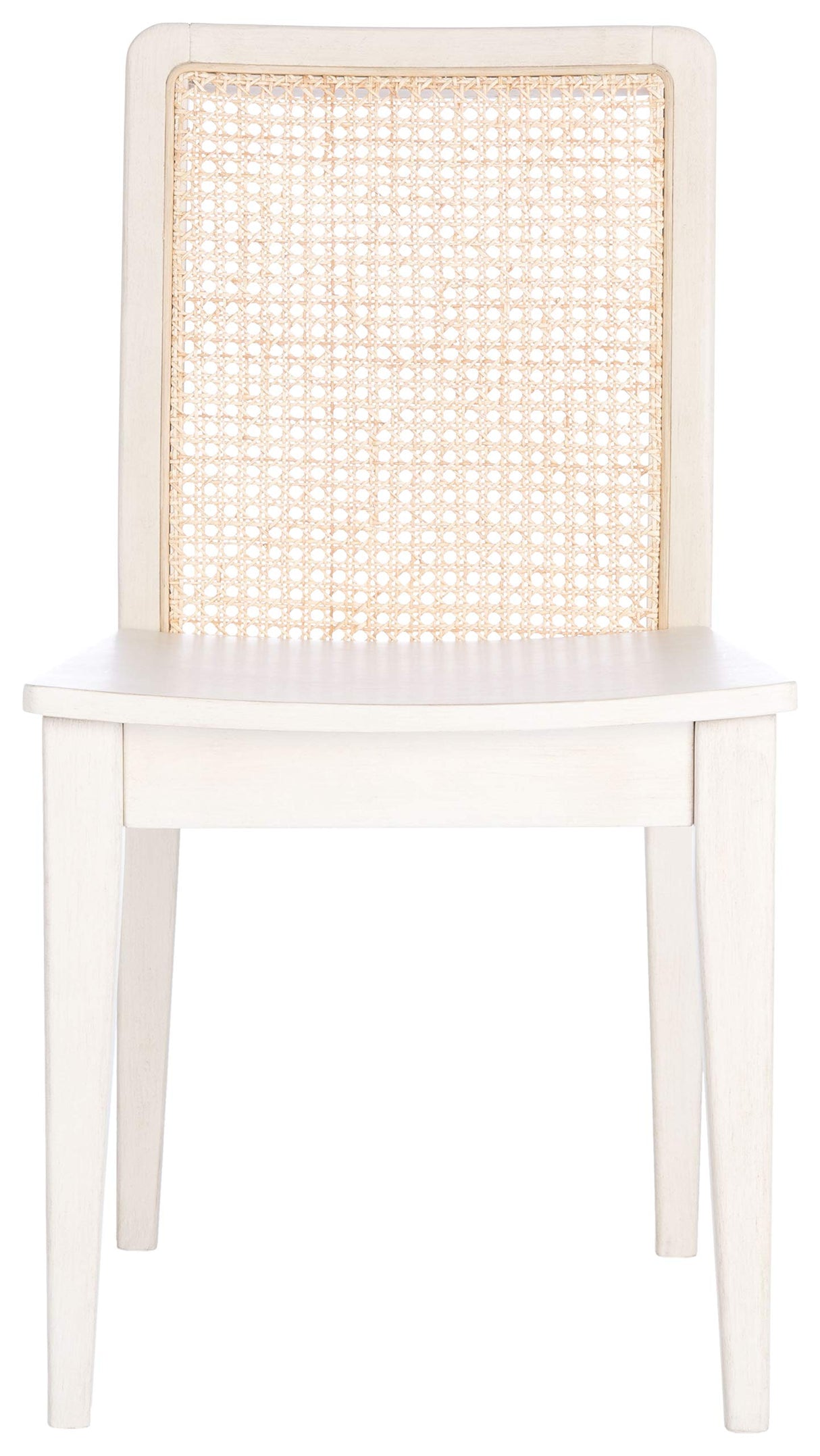 SAFAVIEH Home Collection Benicio White/Natural Rattan Dining Chair (Set of 2) DCH1005B-SET2 Safavieh