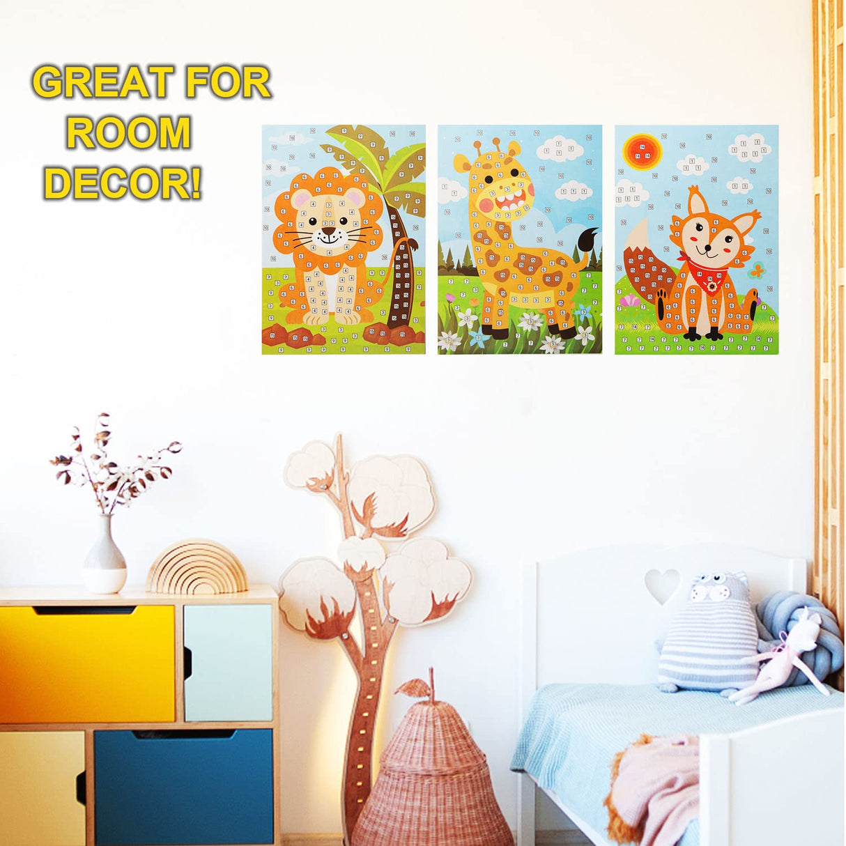 LZHZH 6 PCS - Mosaics Sticker Art Kit for Kids,1260 Pieces Sticky Foam DIY Craft for Boy Girl,Animals Sticker Craft Activities (Age 3+) LZHZH