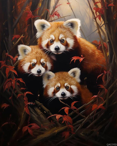 QACEYID Paint by Number for Adults, Bamboo Red Pandas, Adult Crafts Paint by Numbers for Adults, DIY Handmade Gifts 40x50cm