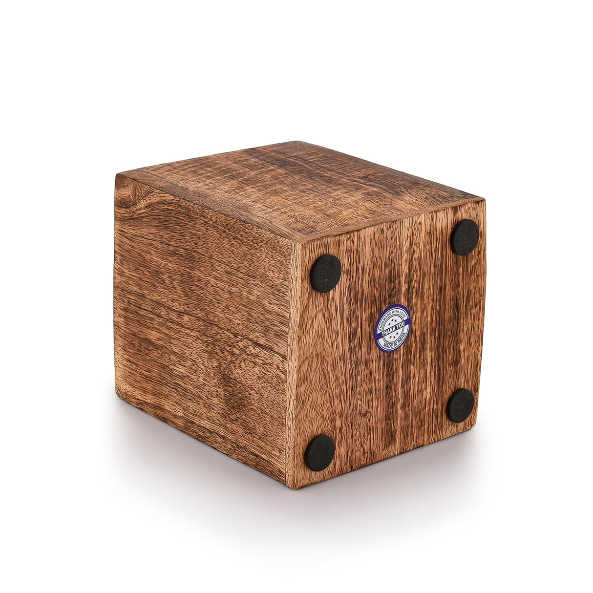 Samhita Mango Wood Burning Finished Kitchen Utensil Holder for Countertop, Utensil Holder Container for Kitchen Cooking Utensil. (5"x 5"x 6") Samhita