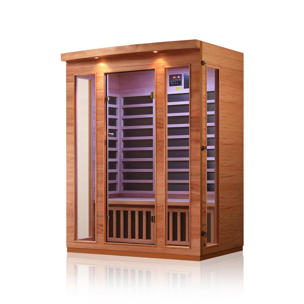 2 Person Low EMF Far Infrared Sauna Hemlock Wood 7 Led Light Therapy and Bluetooth Speaker Tempered Glass 120V/2145W Indoor Sauna Luxury Spa for House and Gym (3 Person) Generic