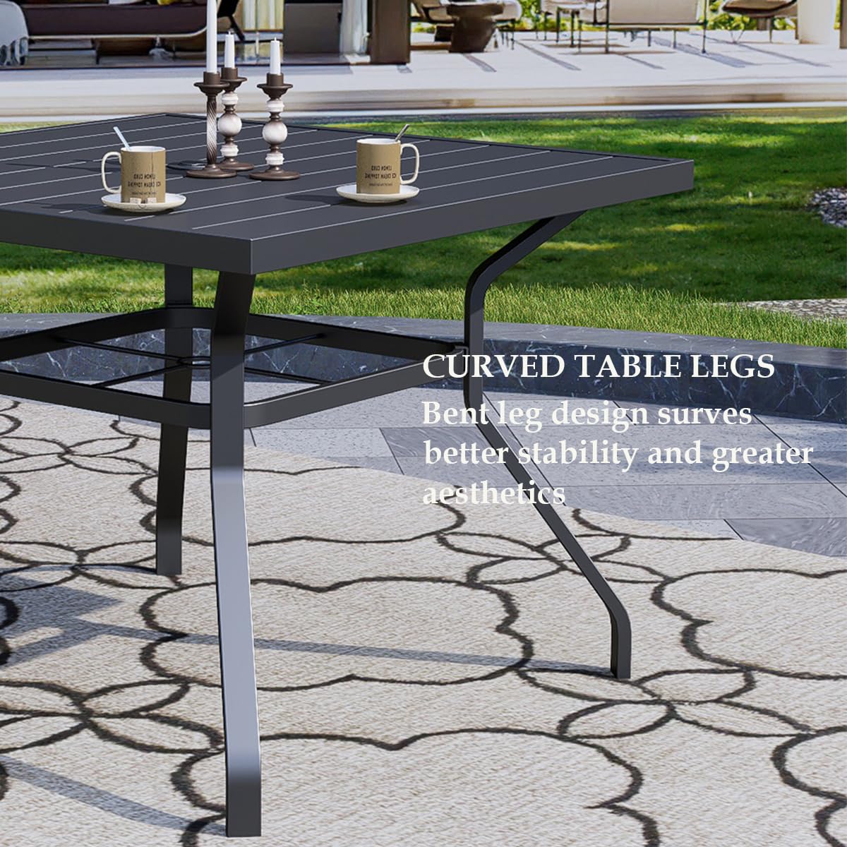 Anmutig 5 Piece Outdoor Patio Dining Set, 4 Swivel Rocking Patio Chairs & Square Dining Table Outdoor Furniture for Backyard Bistro Garden Poolside Brown Anmutig