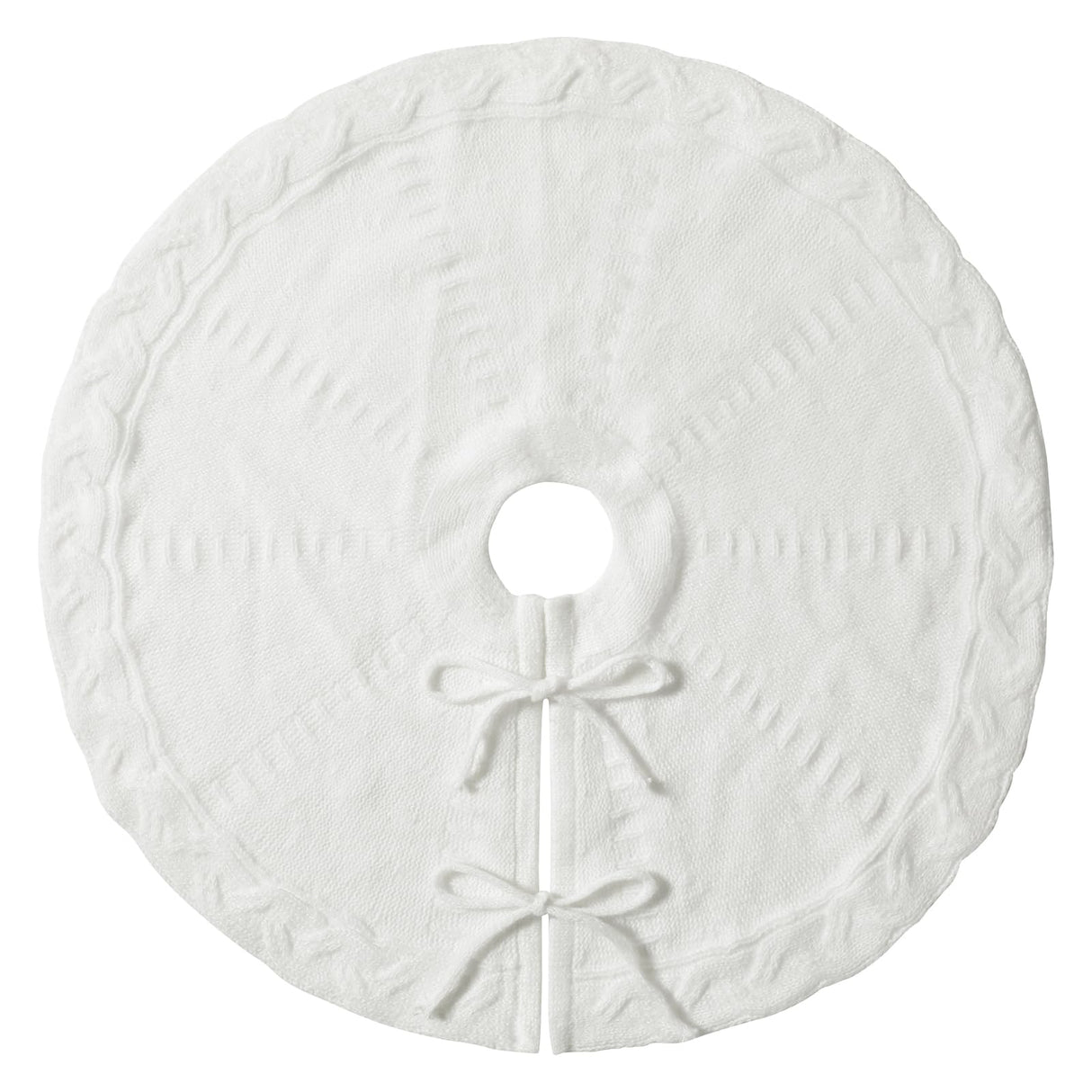 Mini White Tree Skirt,21 Inches Knitted Christmas Tree Skirt,Christmas Tree Decorations, Farmhouse Christmas Decor Xmas Holiday Home Party Decorations TWSANTAMAS