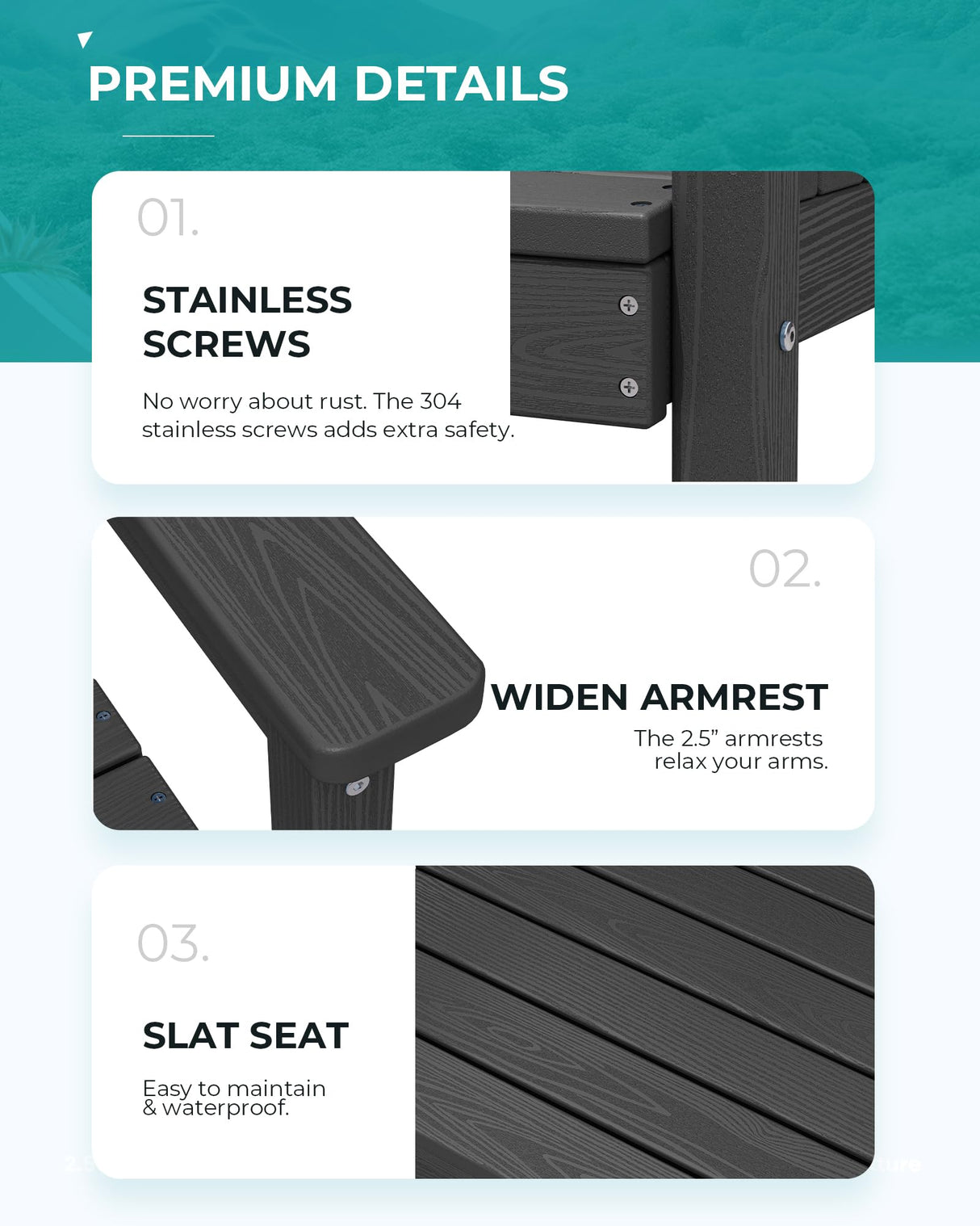 SERWALL 8-Piece Patio Dining Sets with 15FT Double Side Patio Umbrella, Outdoor HDPE Dining Furniture Set with Umbrella Hole Cut-Out Table and 6 Chairs, Black(Umbreall Base not Included) SERWALL