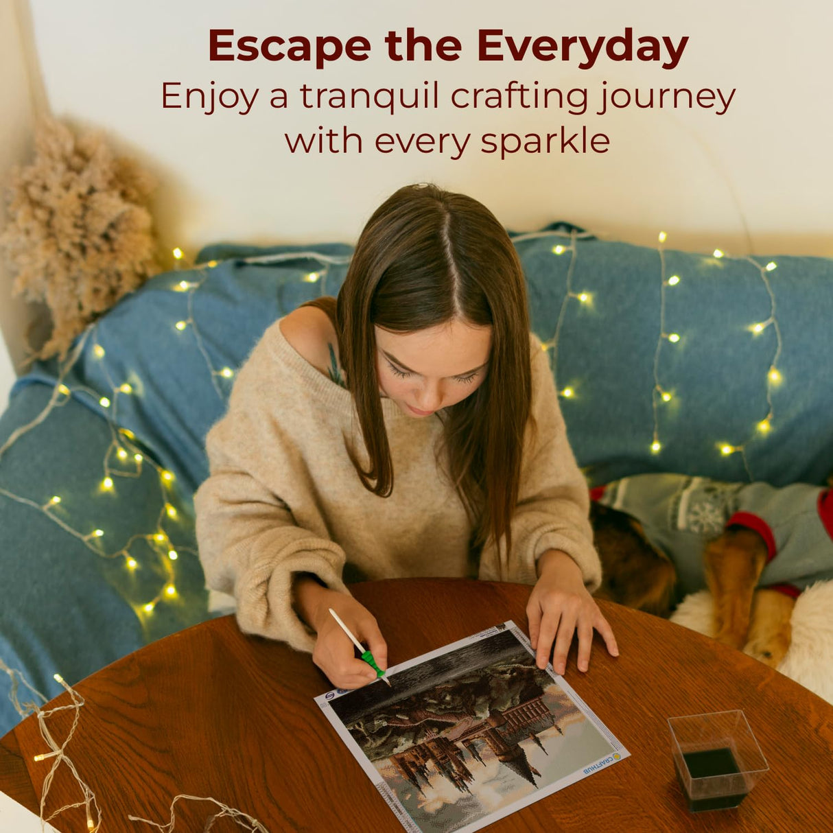 CRAFTHUB Harry Potter Diamond Art – Hogwarts Castle – 5D Diamond Painting Kit & Tools – with Big Trays & Light Pens – Officially Licensed Merchandise – 19.7' x 23.6" CRAFTHUB