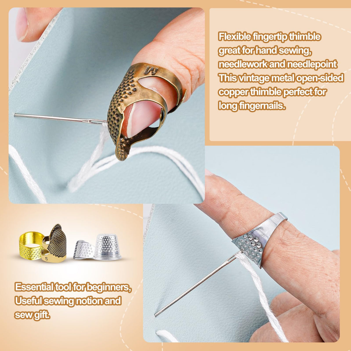 CousDUoBe Sewing Thimble Kit,thimbles for Hand Sewing,Needle threaders,Seam Rippers for Sewing,Measuring Tape and Thread Snips, Hand Embroidery Craft(Complete Sewing Kit) CousDUoBe