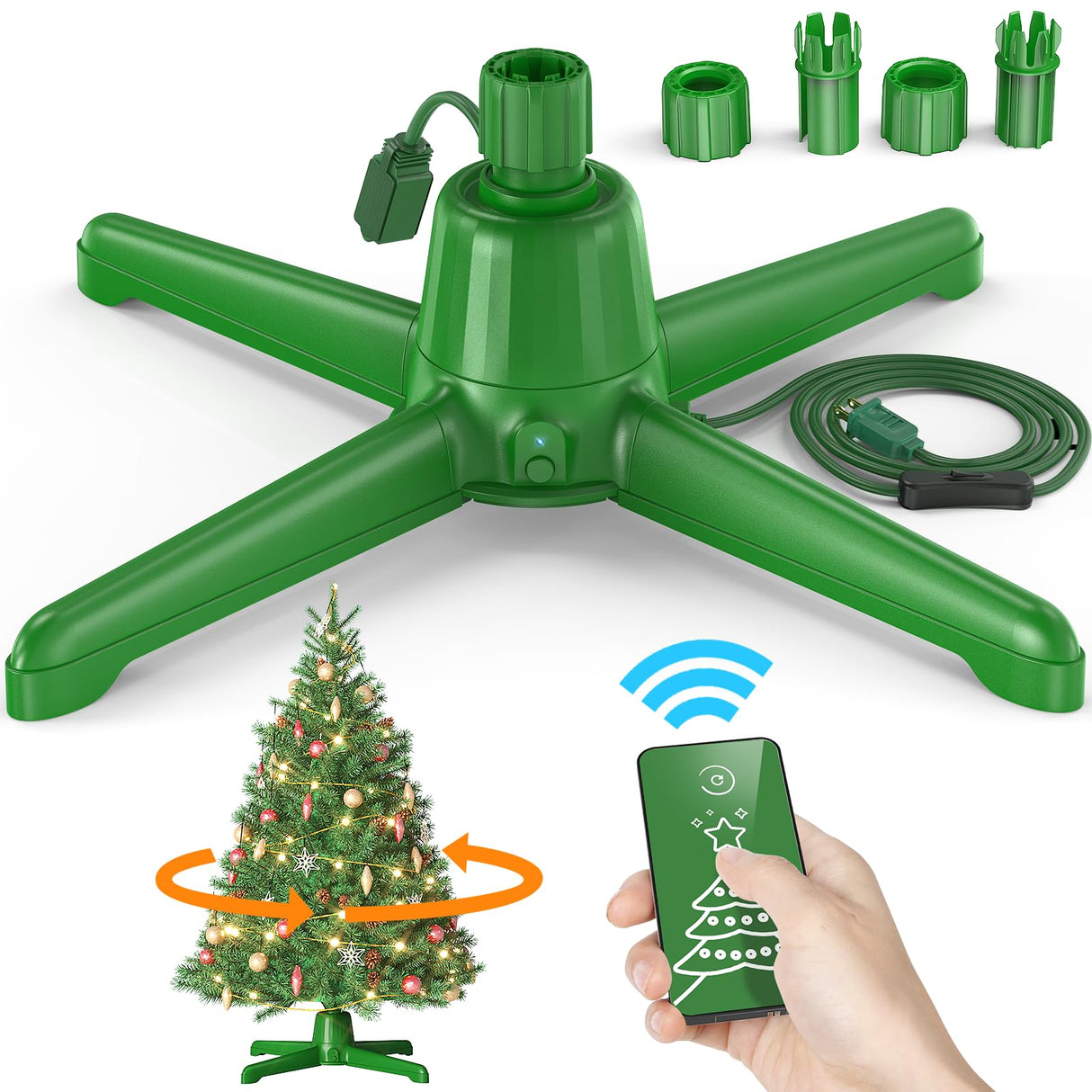 DG-Direct (2024 Upgrade) Rotating Christmas Tree Stand with Remote Control, Stable 360 Revolving Tree Base Stand, Up to 7.5ft 90lb. Adjustable Christmas Tree Holder for Xmas Tree, Artificial Tree DG-Direct