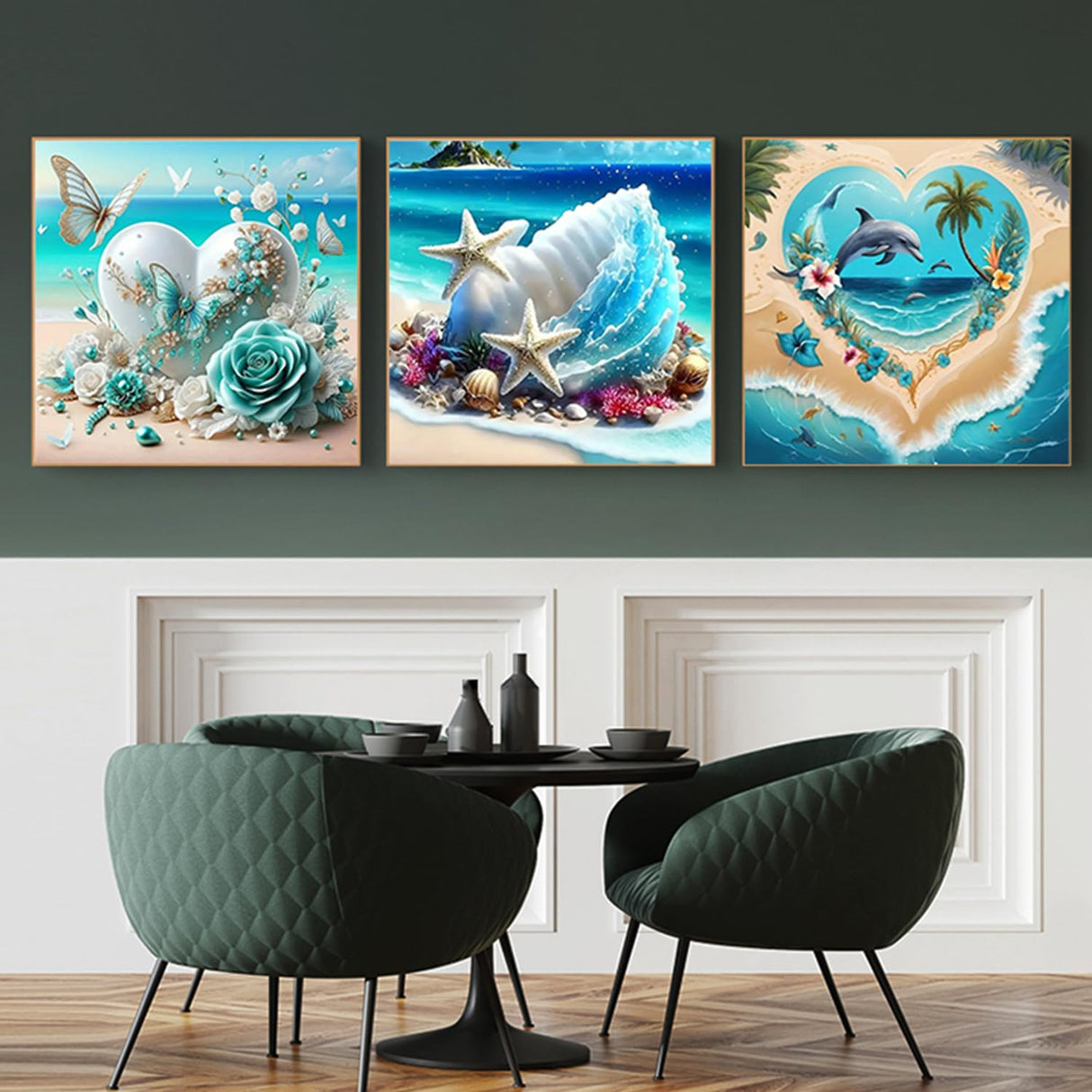 5D Diamond Painting for Adults Beginners, 4 Pack Beach Diamond Art Kits, Summer Ocean Vacation DIY Full Round Drill Diamond Dot Gem Art Kits for Adults, Home Wall Decor 11.8x11.8 Inch Acelii