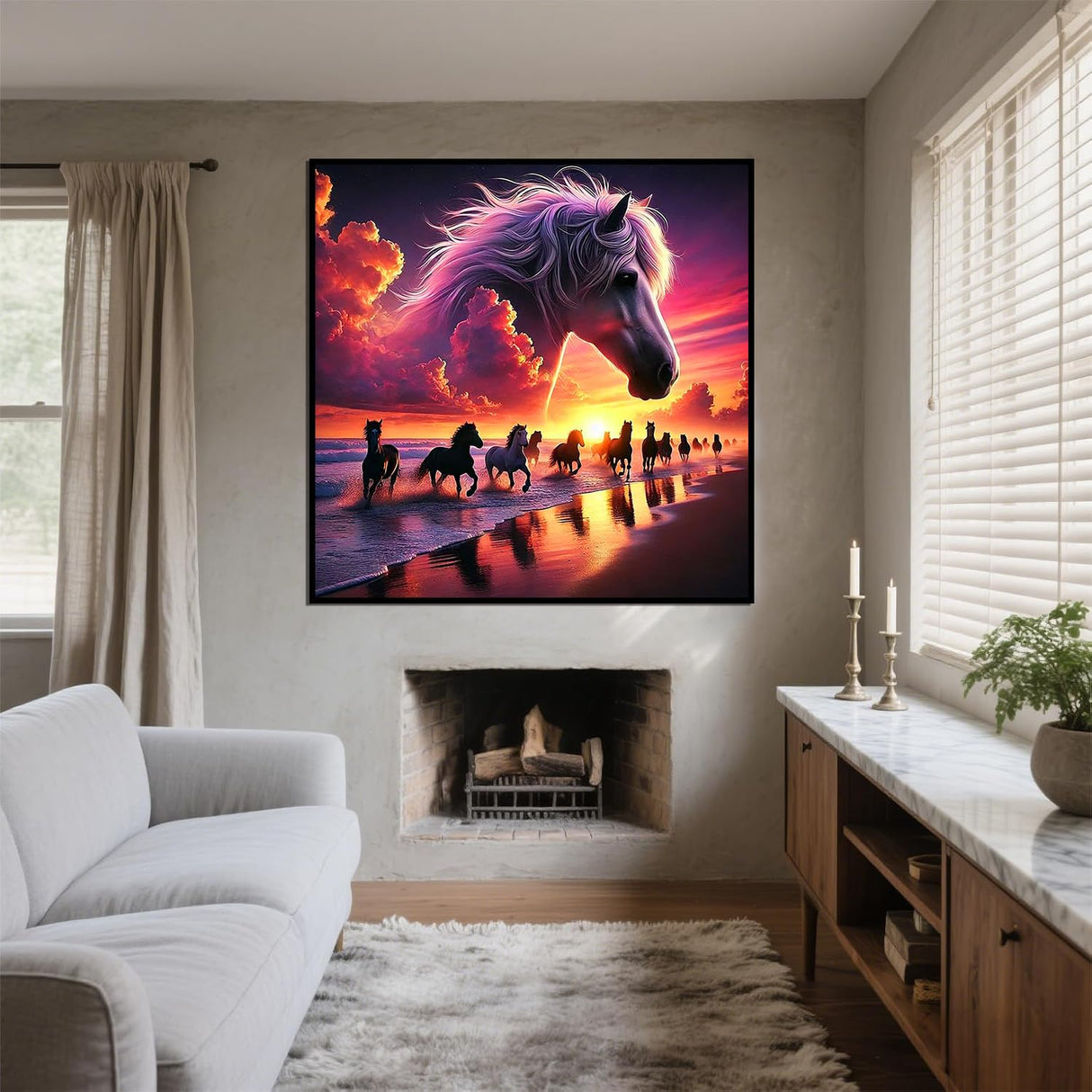 Horse Diamond Art Kits for Adults - Horse Diamond Painting Round Full Drill for Beginners, 5D Paint by Diamonds Gem Art Kit DIY Crafts Home Wall Decor Gifts 14x14 inch Generic