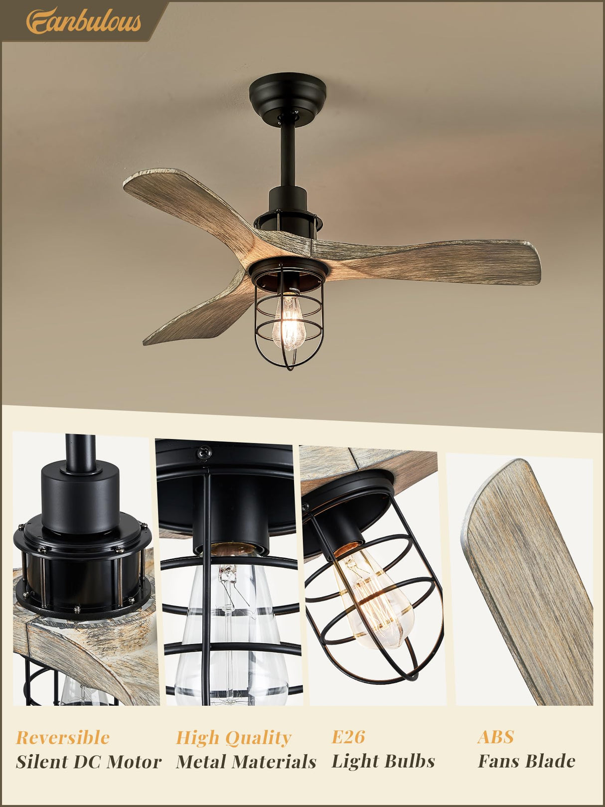 Fanbulous 36Inch Ceiling Fans with Lights and Remote Control Farmhouse Flush Mount Ceiling Fan with 6-Speeds,Low Profile Ceiling Fans with Quiet Reversible DC Motor for Patio Living Room Bedroom Fanbulous