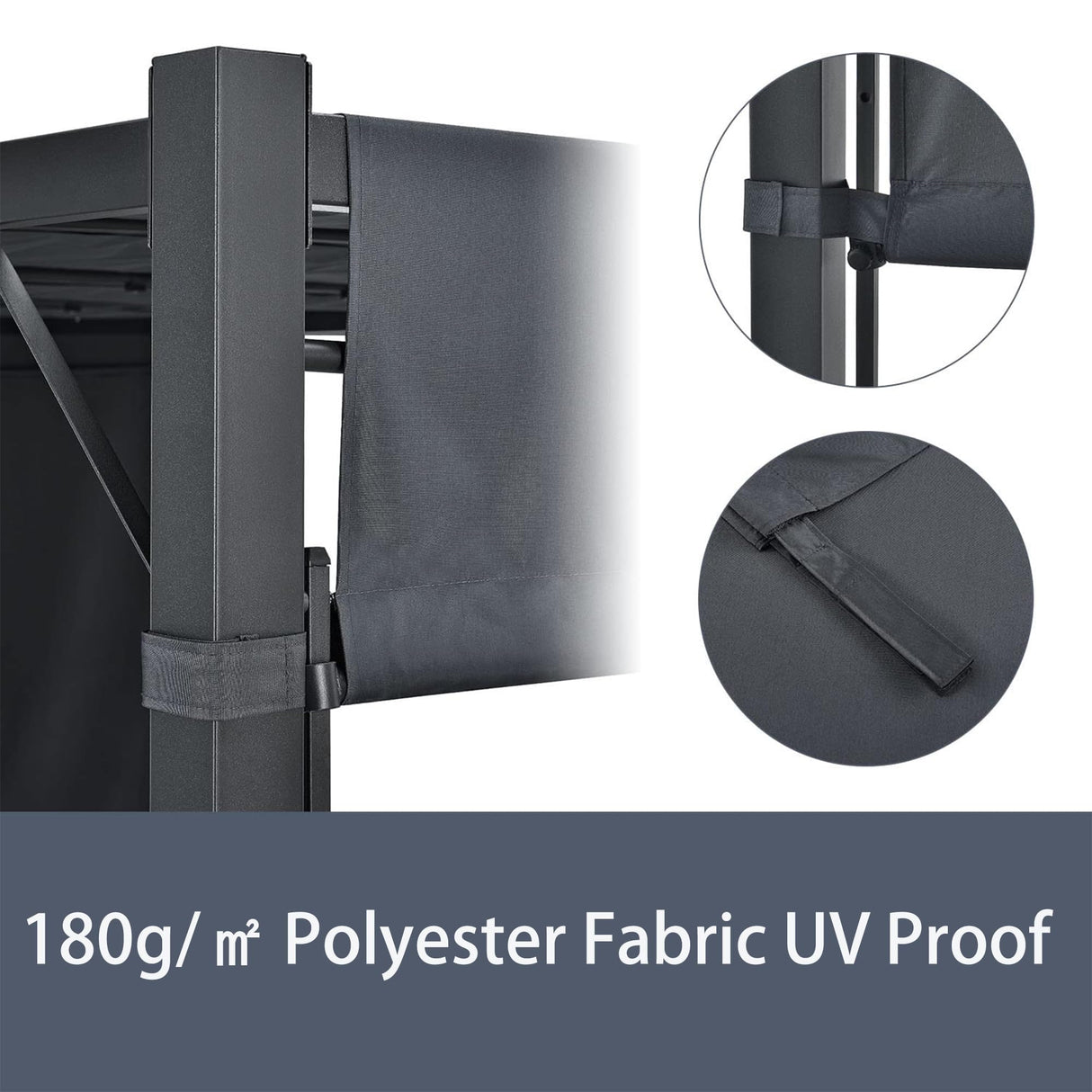 Pergola, 10×10 Outdoor Pergola w/Heavy Duty Aluminum Frame and Retractabble Sun Shade Canopy Shelter for Backyard Deck, Grey gaildon