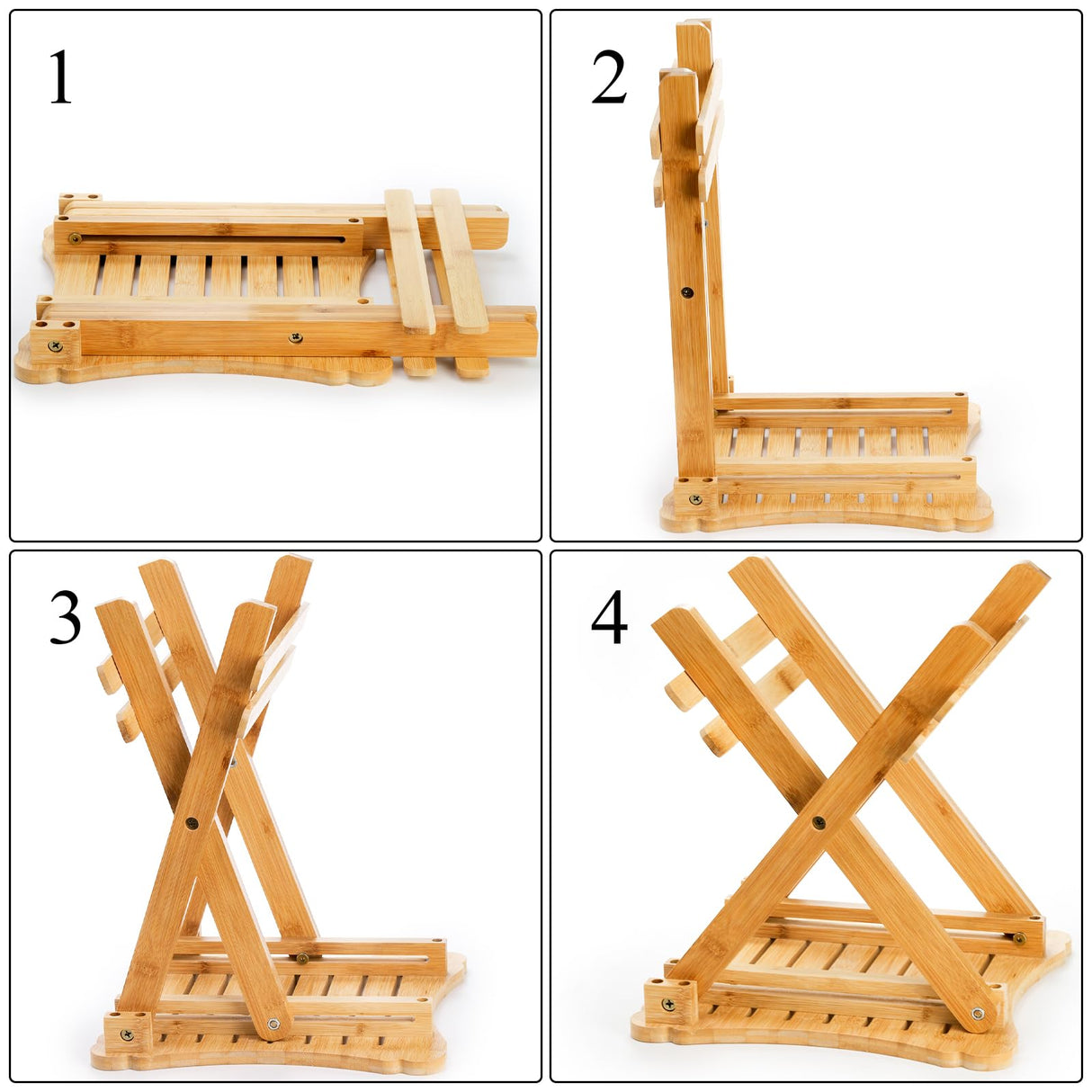 ZEAYEA 12 Inch Bamboo Folding Step Stool, Portable Shower Foot Rest Stool Bath Chair for Leg Shaving, Spa, Sauna, Collapsible Fishing Stool for Outdoor Fishing Camping, Fully Assembled ZEAYEA