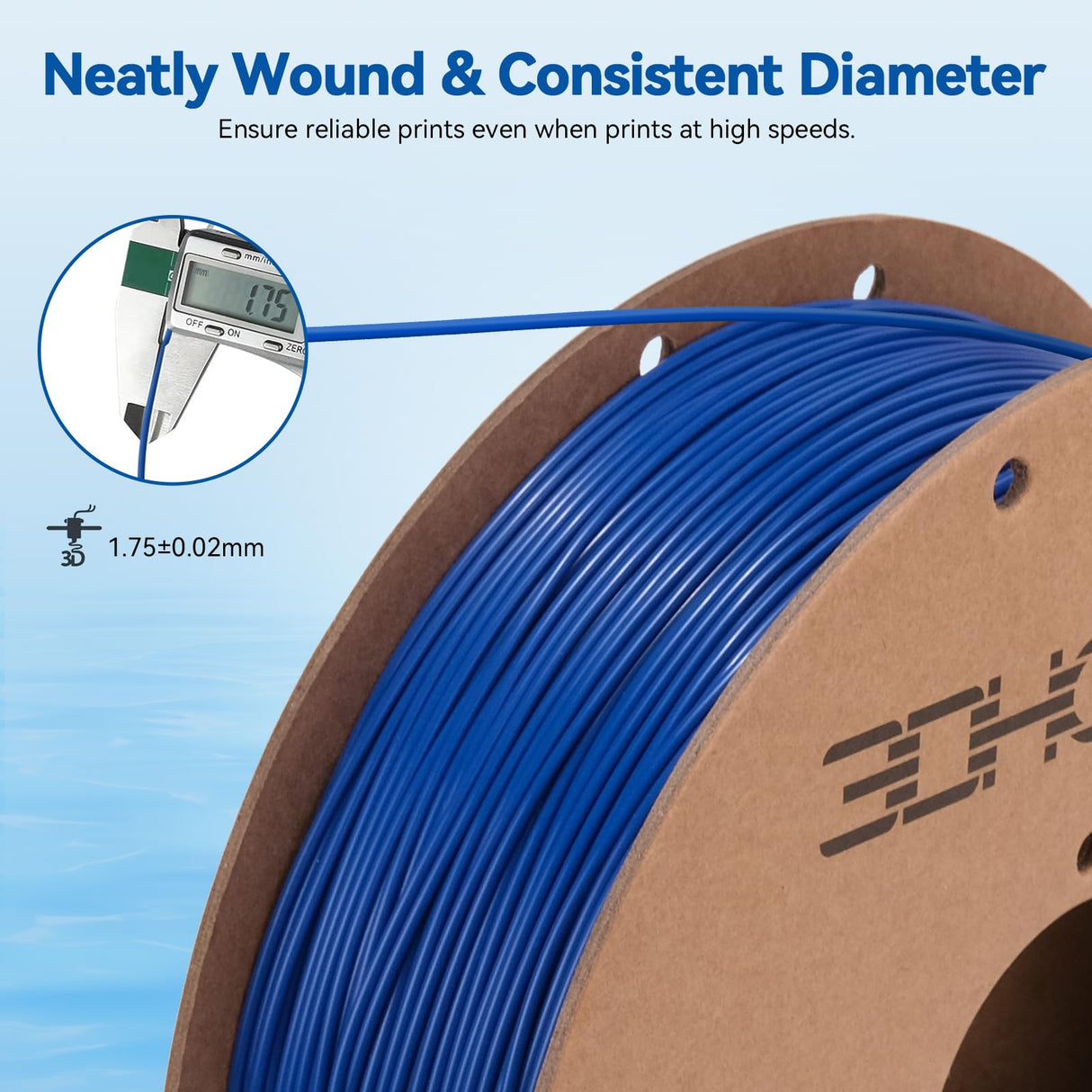 3DHoJor High Speed Printer Filament 1.75mm 1kg Cardboard Spool (2.2lbs) Rapid PLA to 5X Faster Printing Filament Dimensional Accuracy +/- 0.02 mm Fits for Most FDM 3D Printer-Blue 3DHoJor