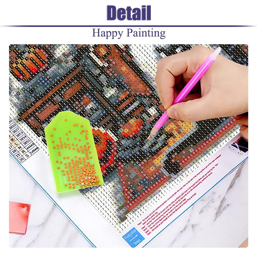 LWZAYS Diamond Painting Kit for Adults, Halloween Diamond Art Kits for Adults Beginners, Full Round Drill Ghost Art and Crafts Kits for Home Wall Decor Gifts (35x35cm) LWZAYS
