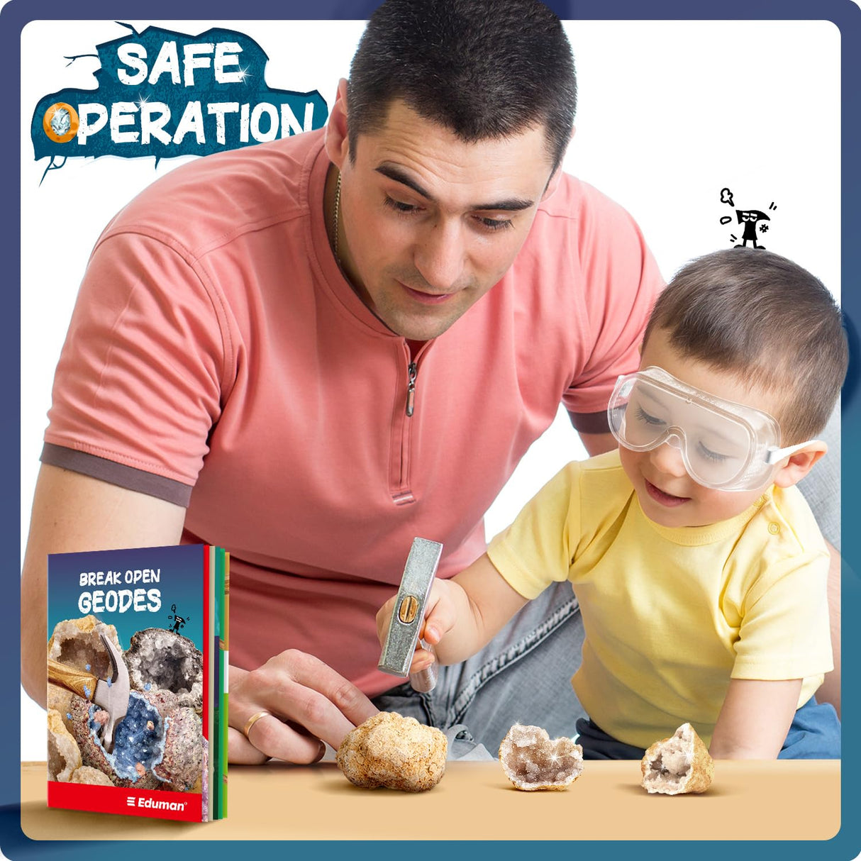 EDUMAN Geodes with Crystals Break Open 10 Premium Geode Kit - Geology Geodes Crystal Science Kit - STEM Educational Toys Birthday Gifts for Boys and Girls (Potential for Coloured Geodes Crystals) EDUMAN