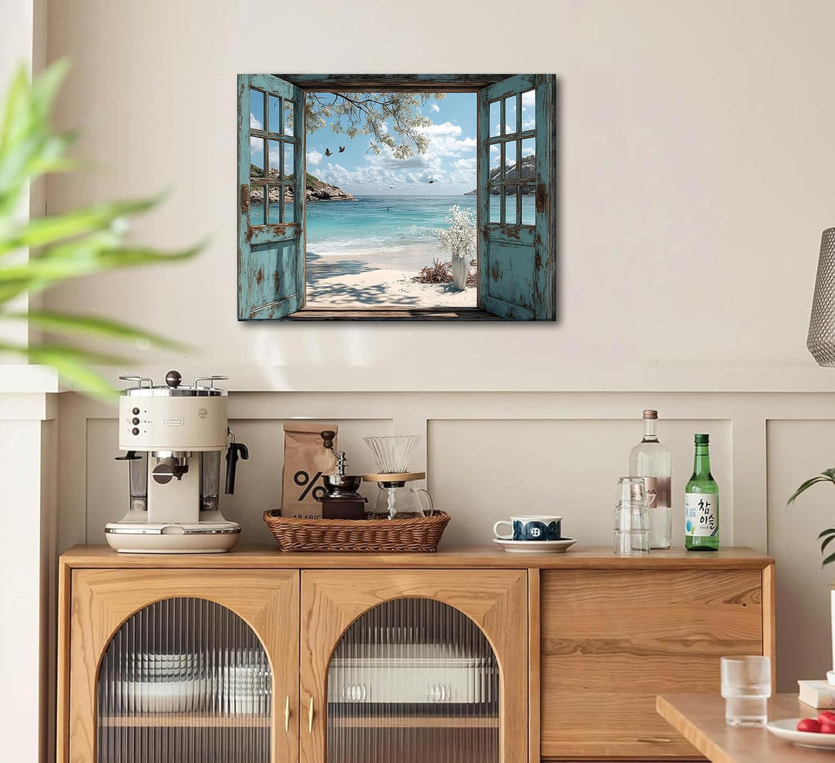 DAZZLEDOTS Diamond Art Kits for Adults, Window Beach Diamond Painting 5D Seaside Diamond Art Kits for Beginners DIY Full Drill Paint by Diamonds Dot Ocean Gem Art for Home Wall Decor 16 x 12 Inch DAZZLEDOTS