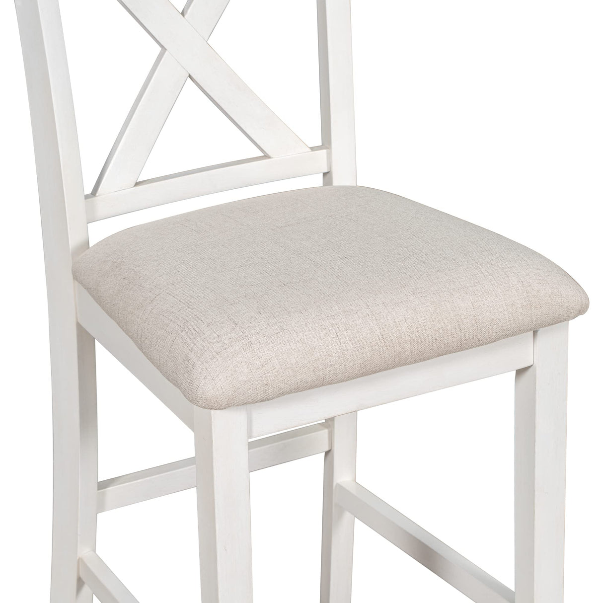 5 Pieces Counter Height Wooden Bar Table Set with 3-Tier Shelf and 4 Chairs, Rustic Farmhouse Dining Table Set for 4, White Harper & Bright Designs