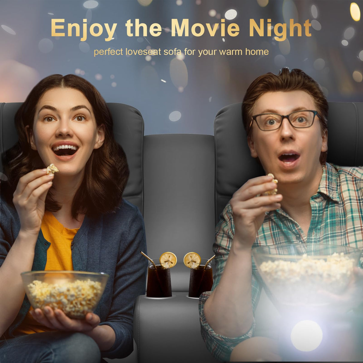 YONISEE Large Loveseat Recliner, Loveseat Recliner Sofa with Storage Console, Recliner Chair with USB Ports, 2 Cell Phone Holders, Cup Holder, Loveseat Couch for Living Room (Dark Gray) YONISEE